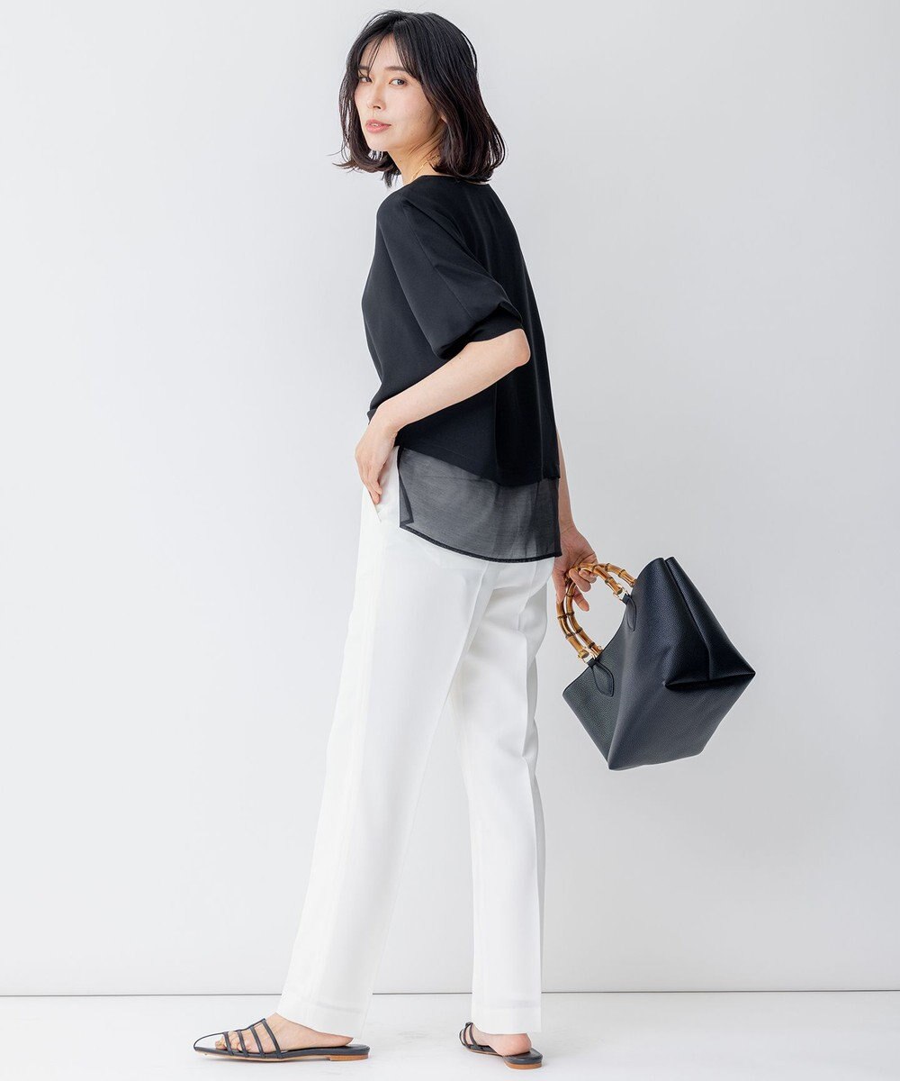 23区 S 【洗える/好評につき新色追加】ストレッチジョーゼットリブコンビ バックデザイン カットソー 