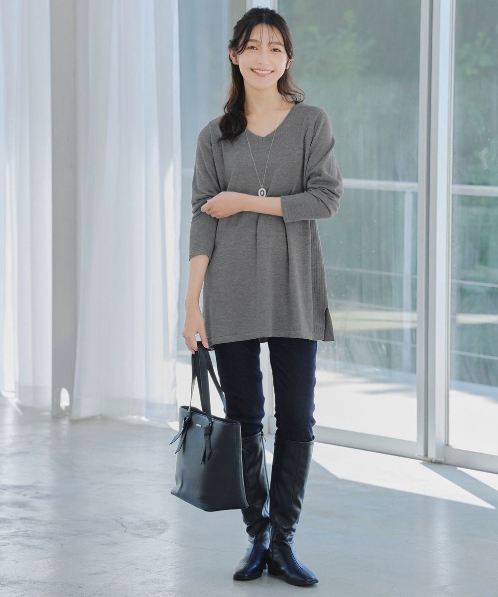 Tiaclasse L 【洗える】カシミヤ混ニットチュニック 