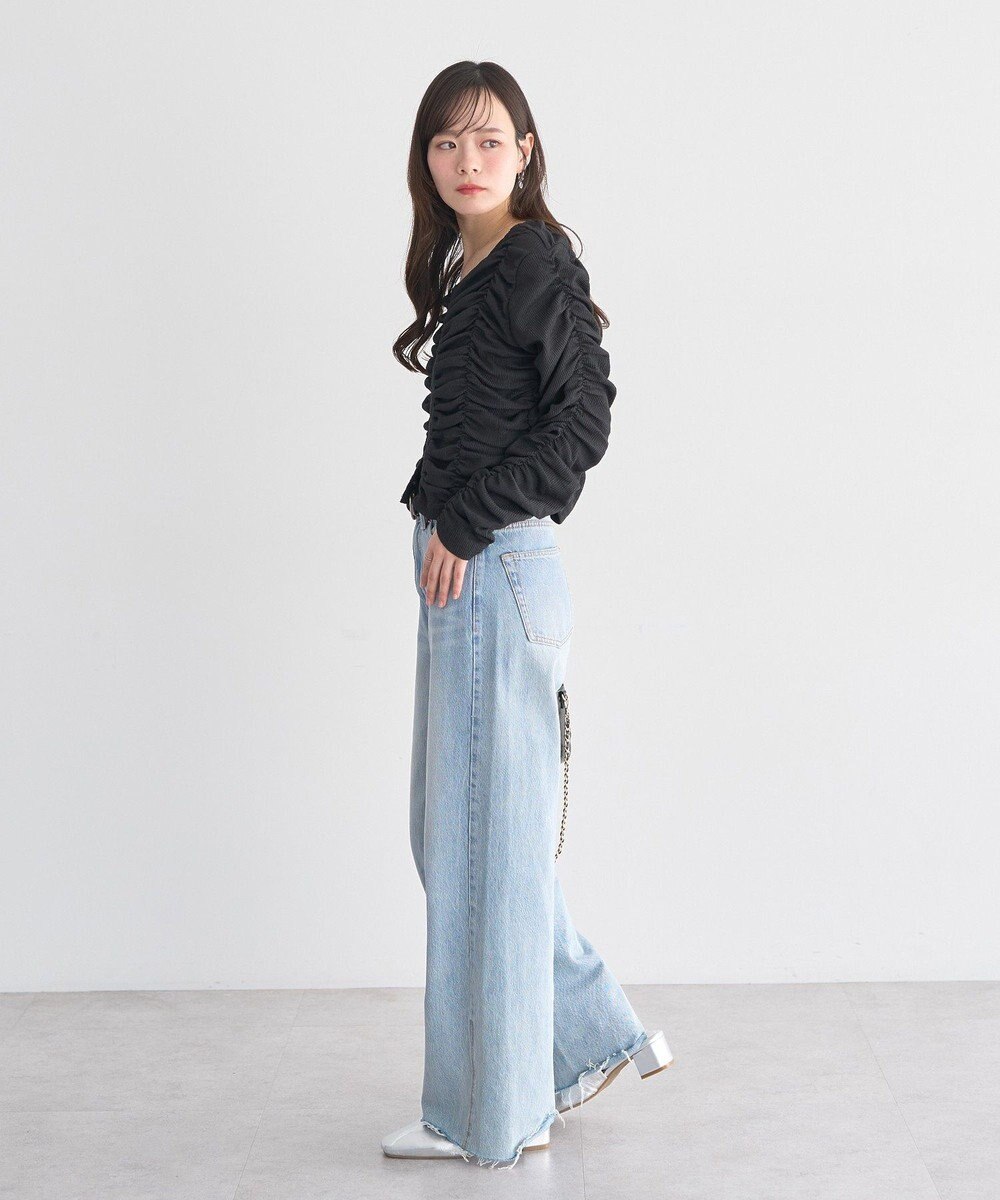 earth music&ecology フロントホックシャーリングトップス 