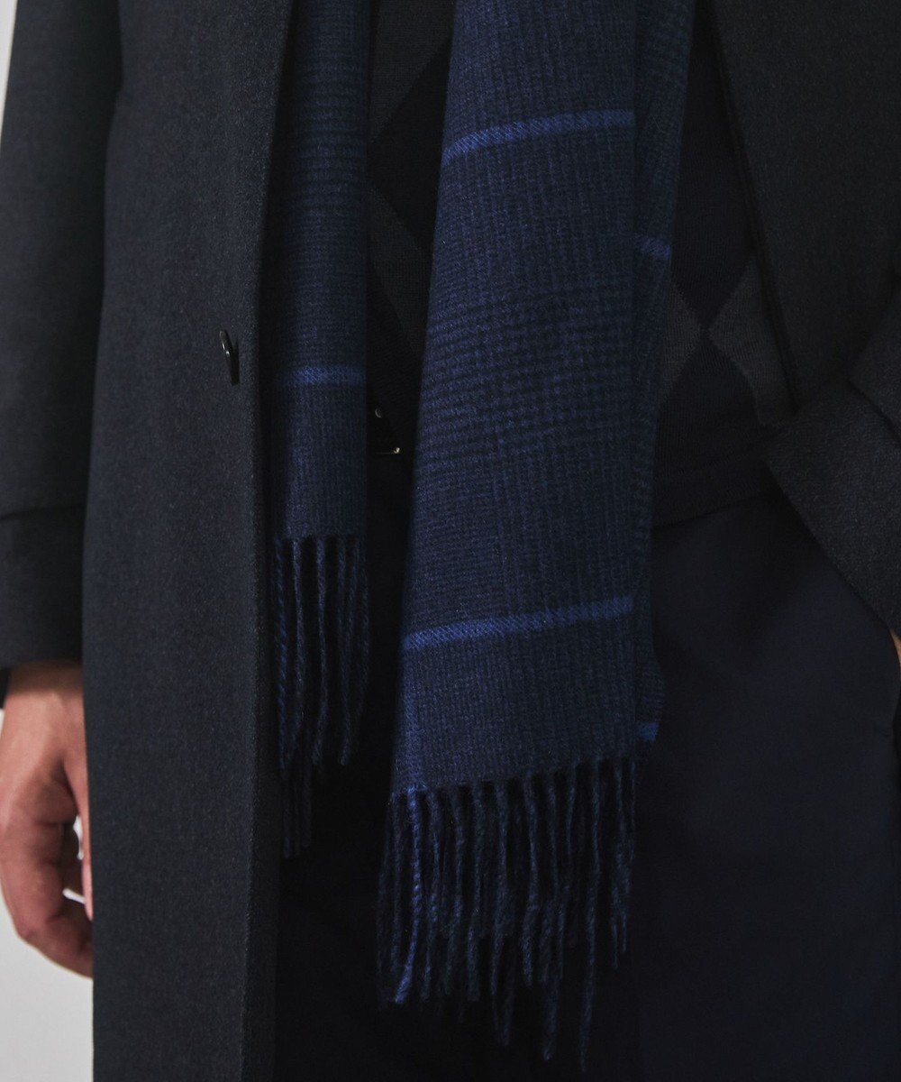 GOTAIRIKU 【カシミヤ100％】 幅広 マフラー_グレンチェック柄(40×180) 