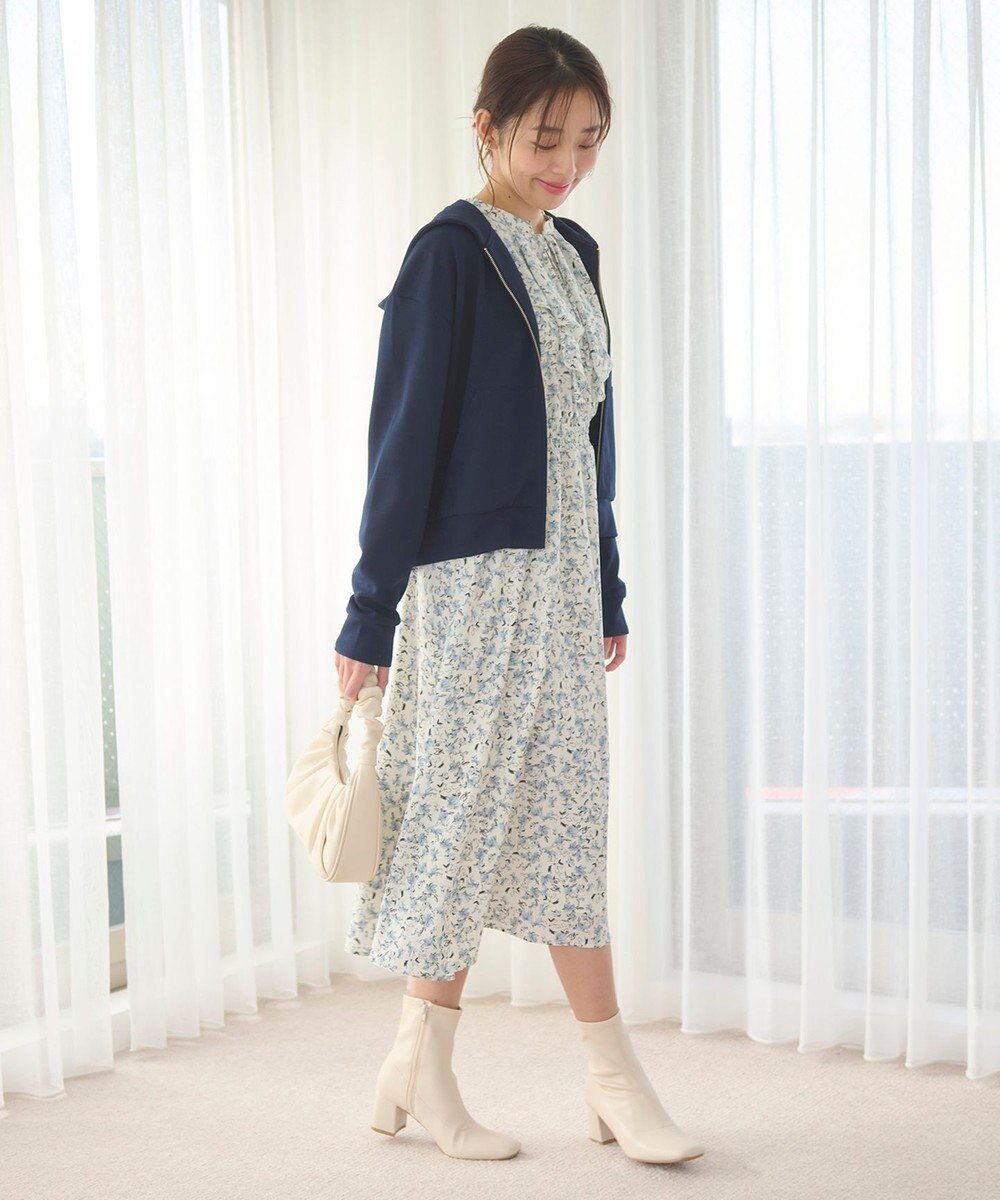 Feroux 【洗える】フラワープリントラッフル ワンピース 