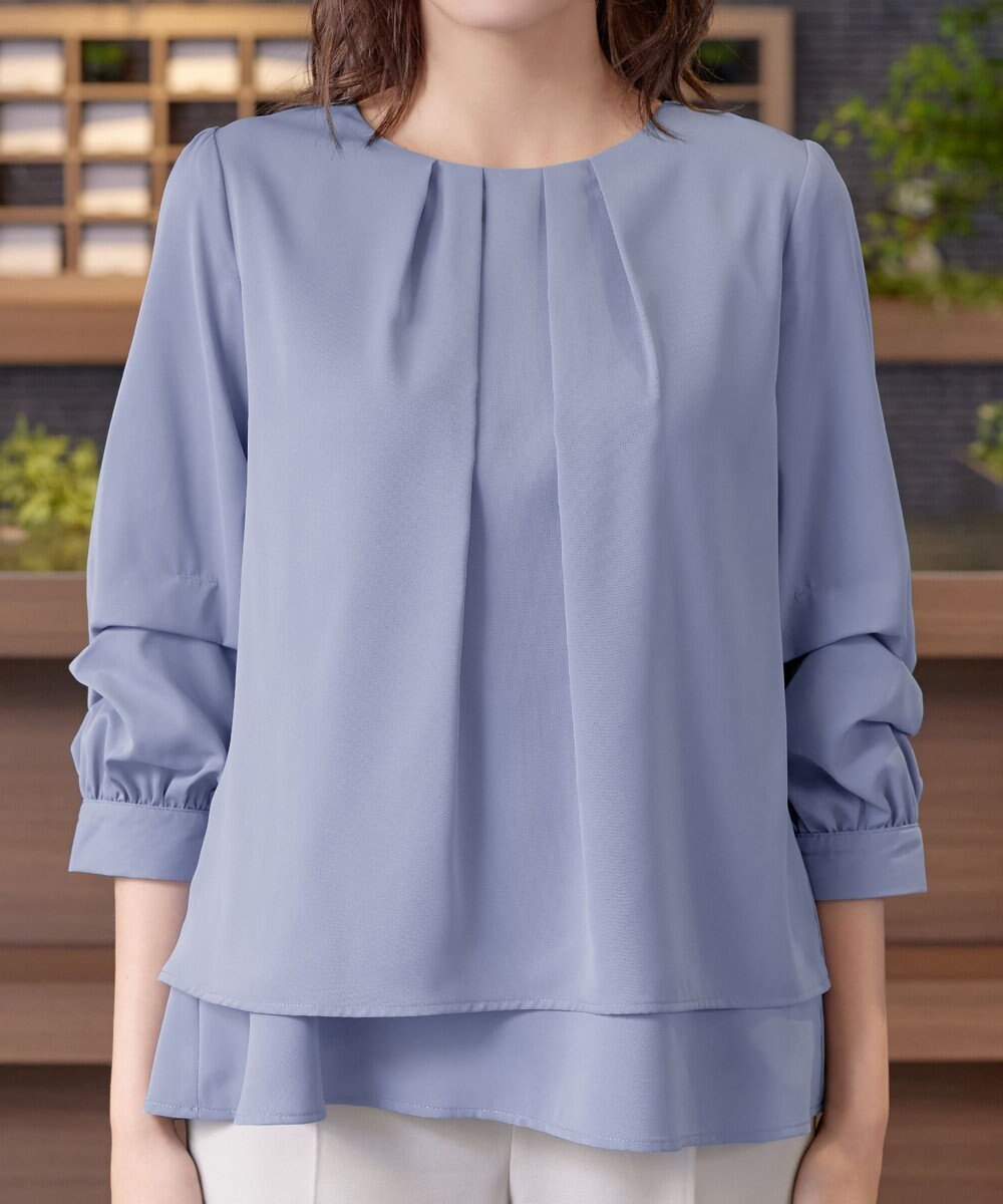 Tiaclasse 【新色追加・洗える】つまみタック袖レイヤードブラウス 