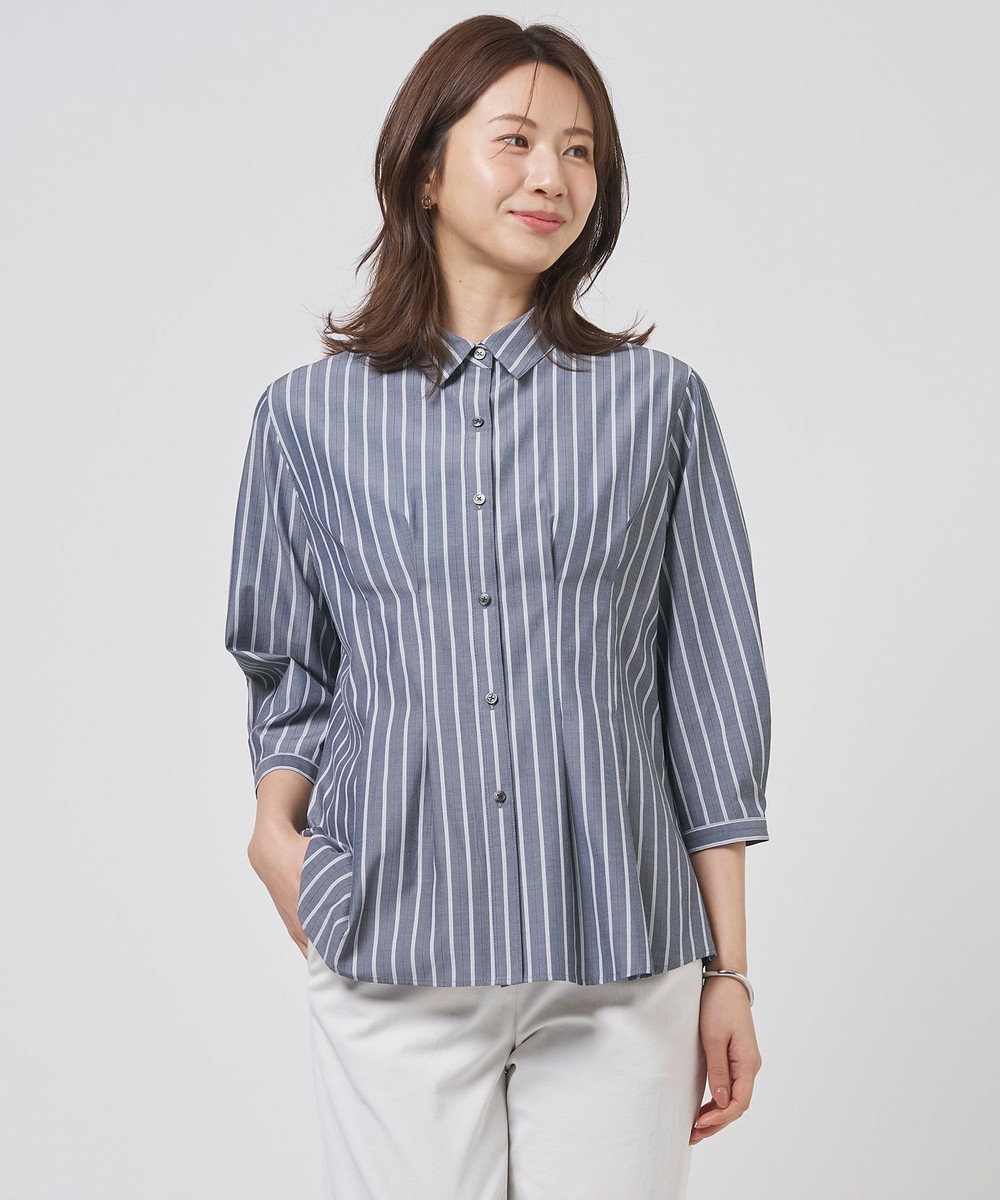 J.PRESS LADIES L TC ハイカウントストライプ シャツ ブラウス 