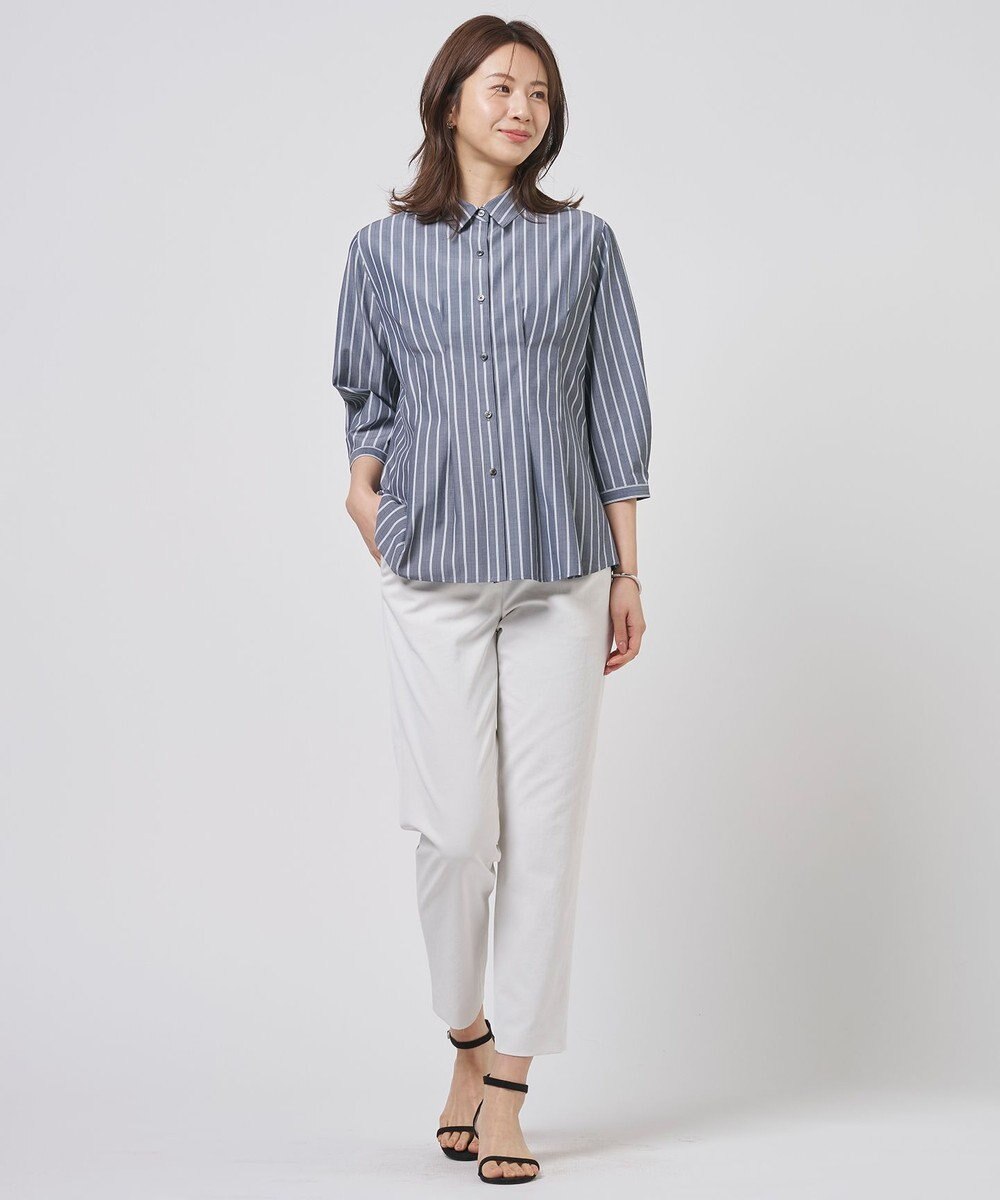 J.PRESS LADIES L TC ハイカウントストライプ シャツ ブラウス 