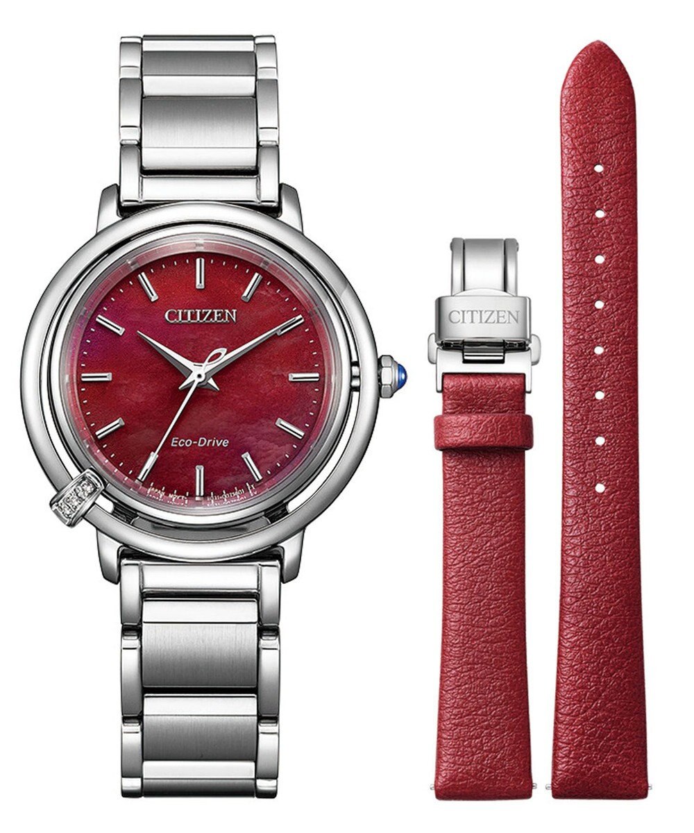 CITIZEN 【3ポイントのダイヤが輝く2WAYモデル】電池交換不要の替えバンド付き腕時計 CITIZEN L 光発電エコ・ドライブ 