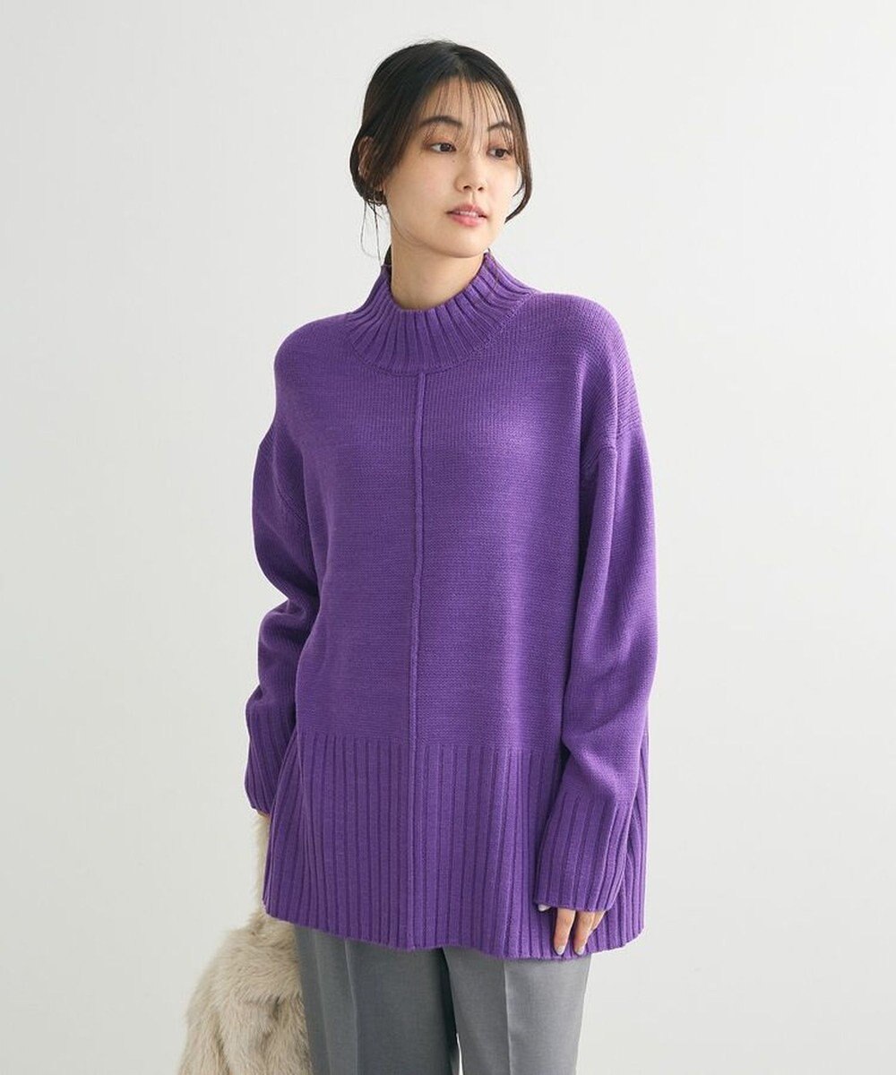 Green Parks 洗えるモックネックニットプルオーバー 