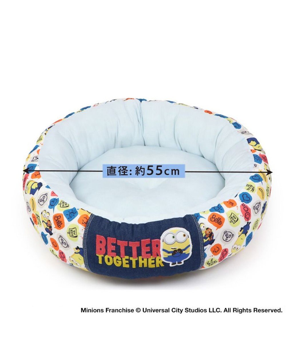 PET PARADISE ミニオン ふきだし柄 接触冷感 クール カドラーベッド《丸型》（55cm） 