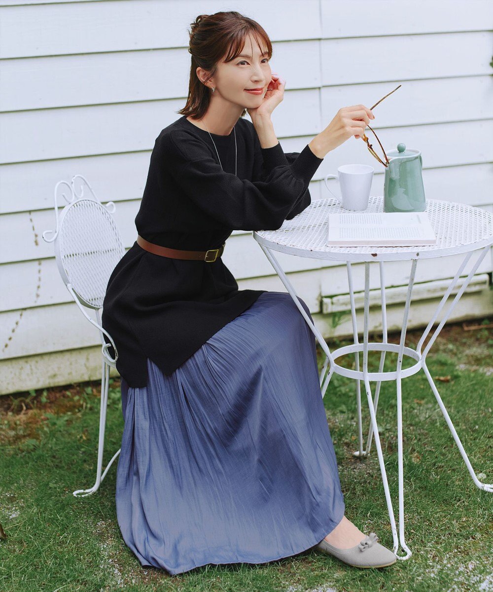 Tiaclasse L 【安田美沙子さん着用・洗える】ボリュームパフスリーブニットチュニック 