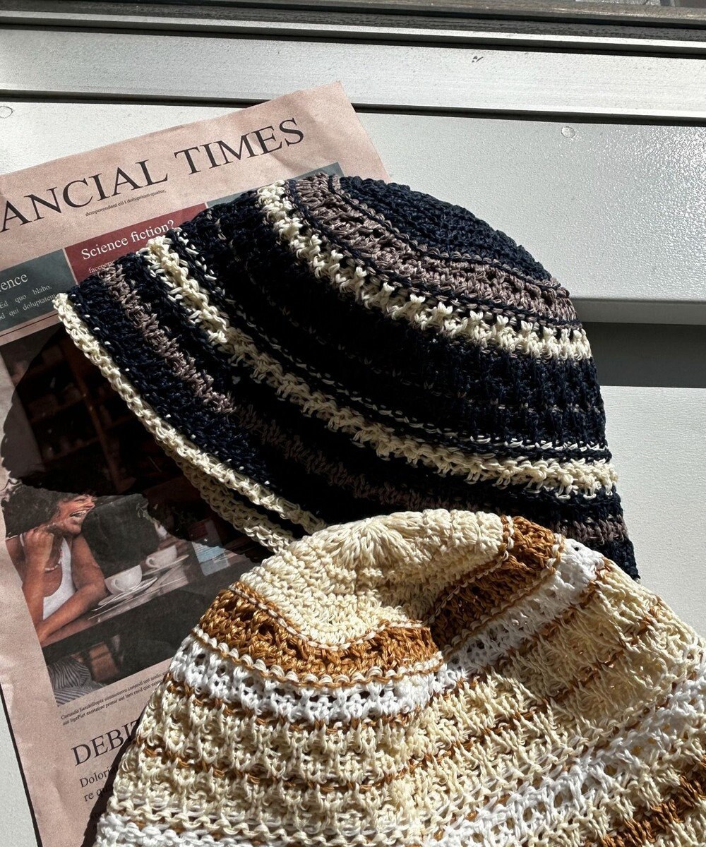 WEGO クロシェ編みボーダーハット 