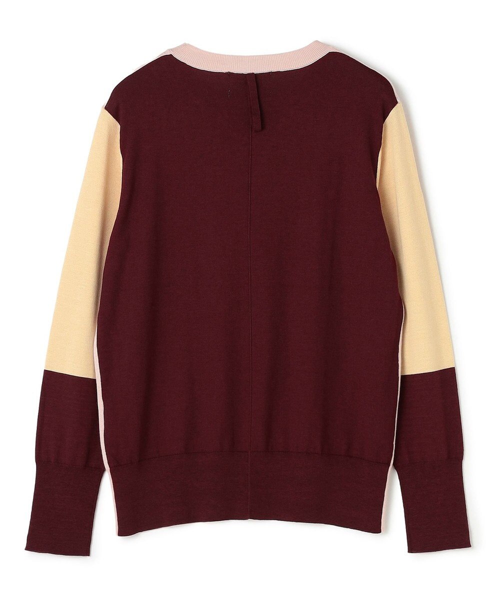 BEIGE， CHLOR / ウールシルク配色クルーネックニット 