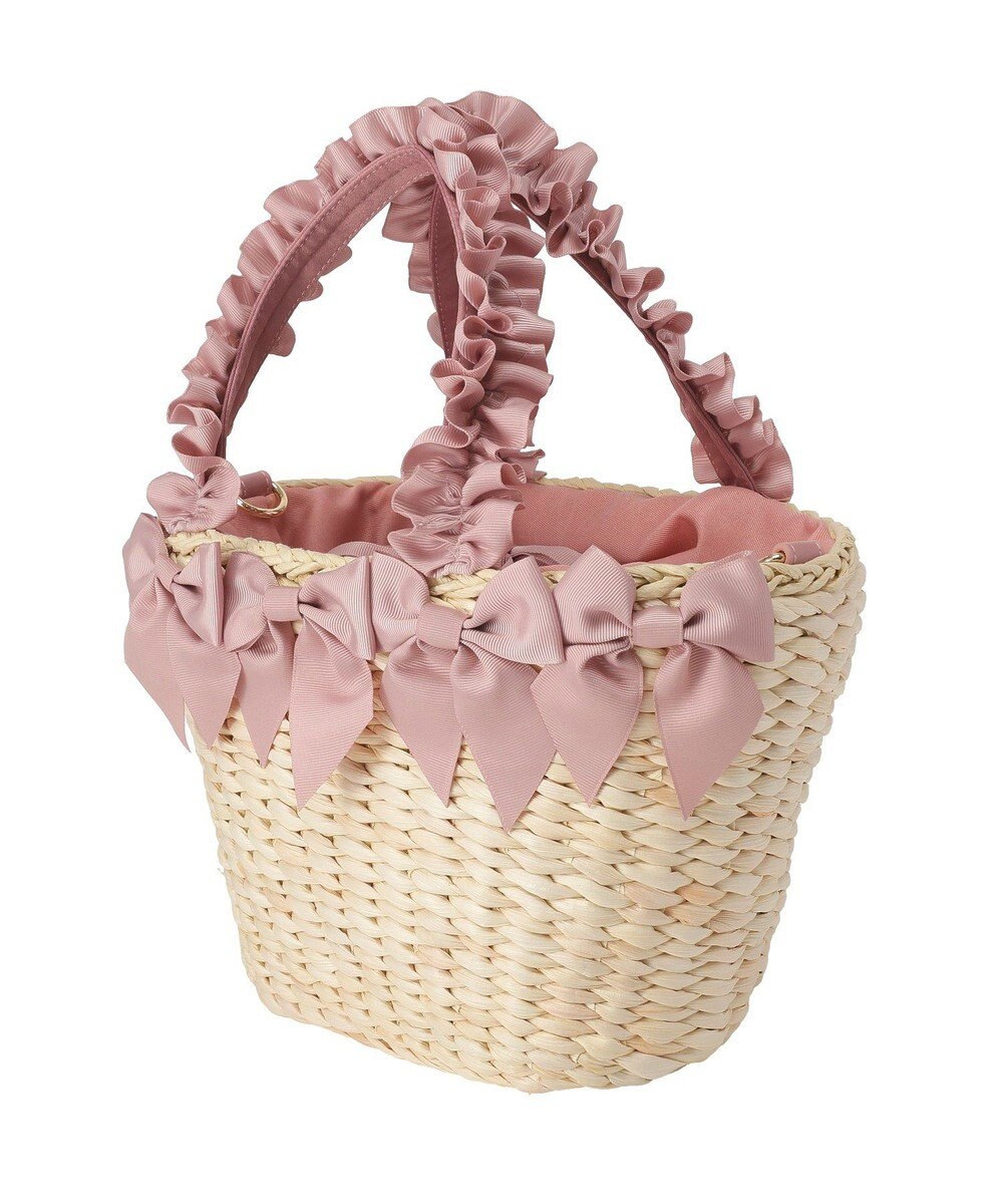 Maison de FLEUR 【2Way】フリルハンドルメイズリボン2Wayカゴバッグ 