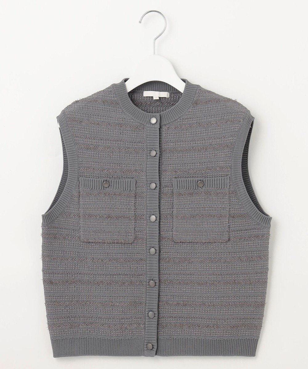 自由区 【洗える】テクスチャーコットンブレンドニット ベスト 