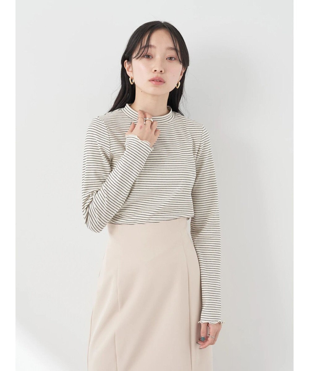 earth music&ecology マイクロボーダーリブプルオーバー 