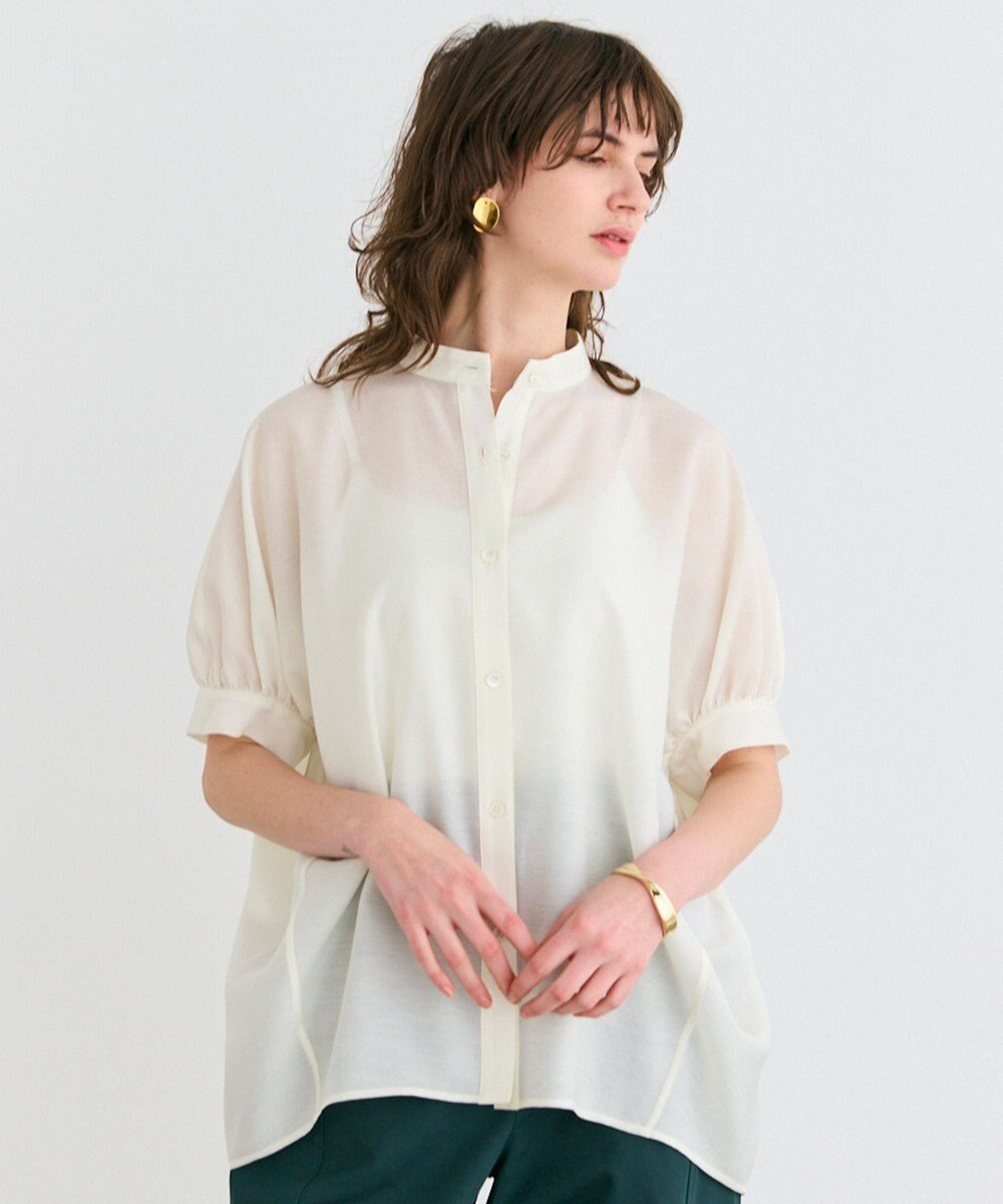 BEIGE， 【洗える】AMARYLLIS / シアーパフオーバーサイズブラウス 