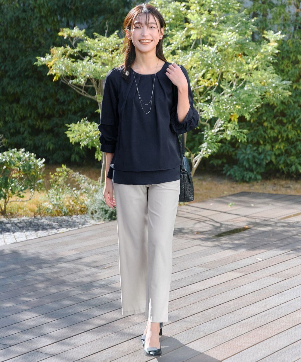 Tiaclasse 【新色追加・洗える】つまみタック袖レイヤードブラウス 