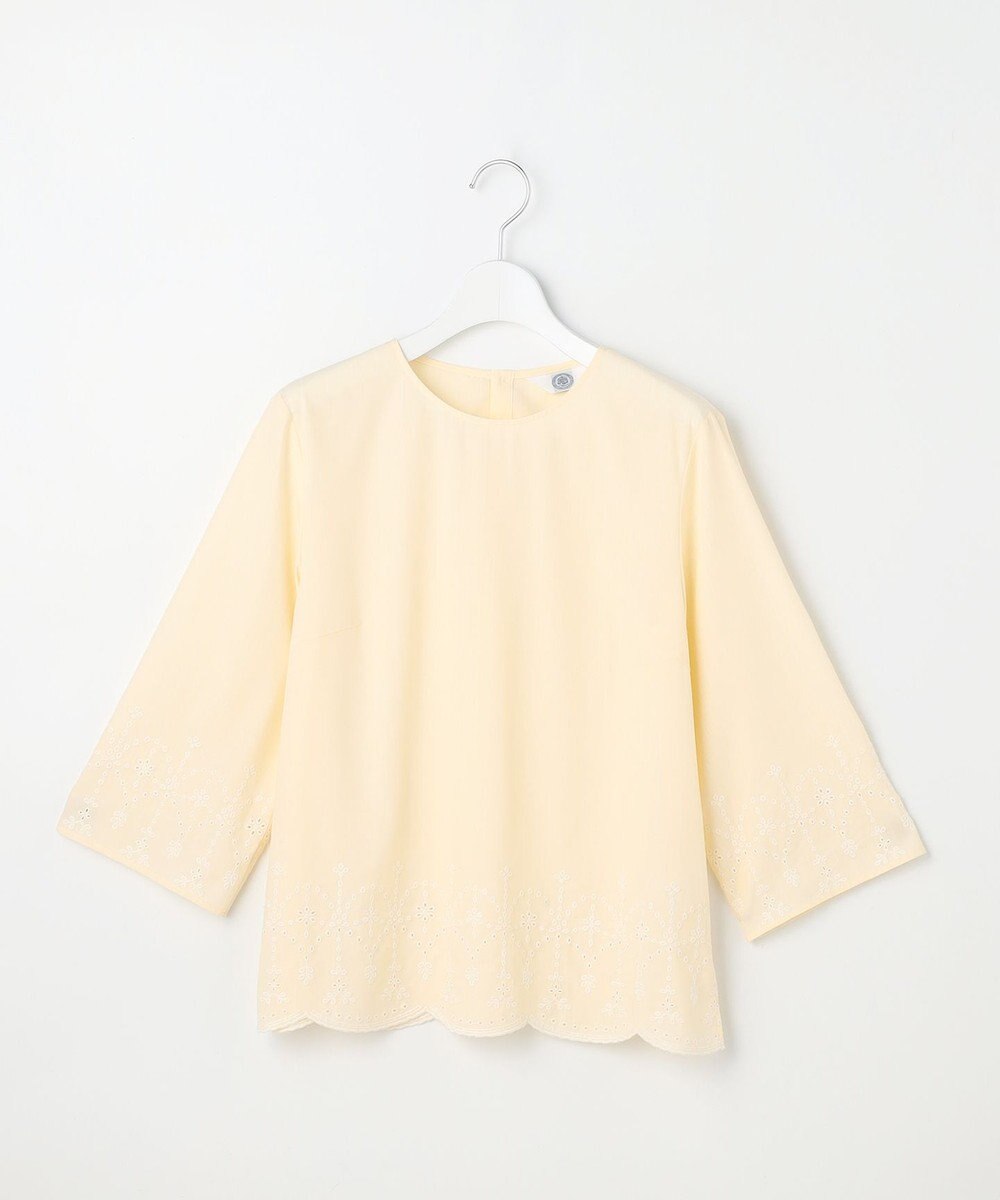 J.PRESS LADIES S ストライプ×エンブロイダリー クルーネック ブラウス 