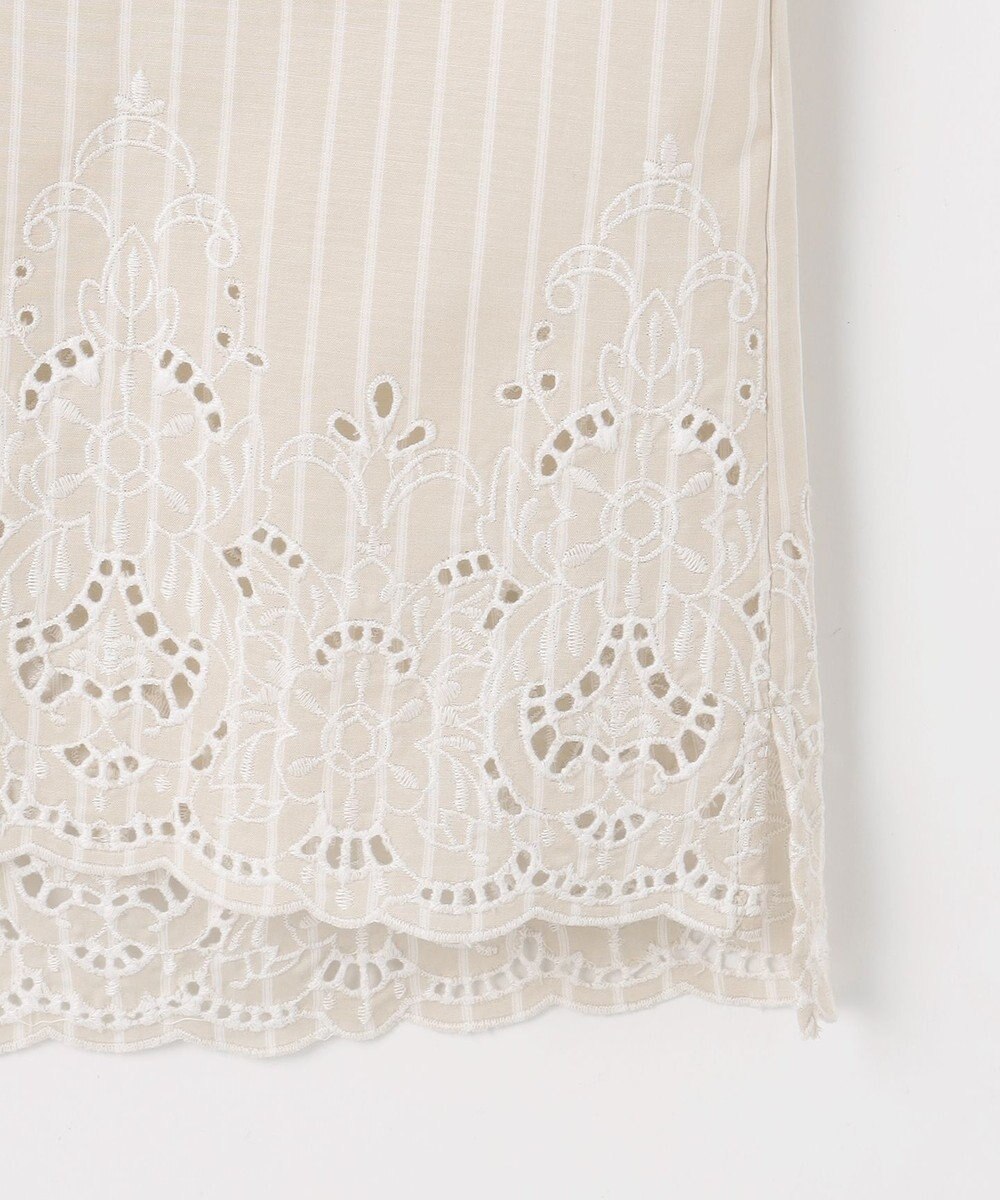 自由区 L エンブロイダリーブロードバンドカラー ブラウス 