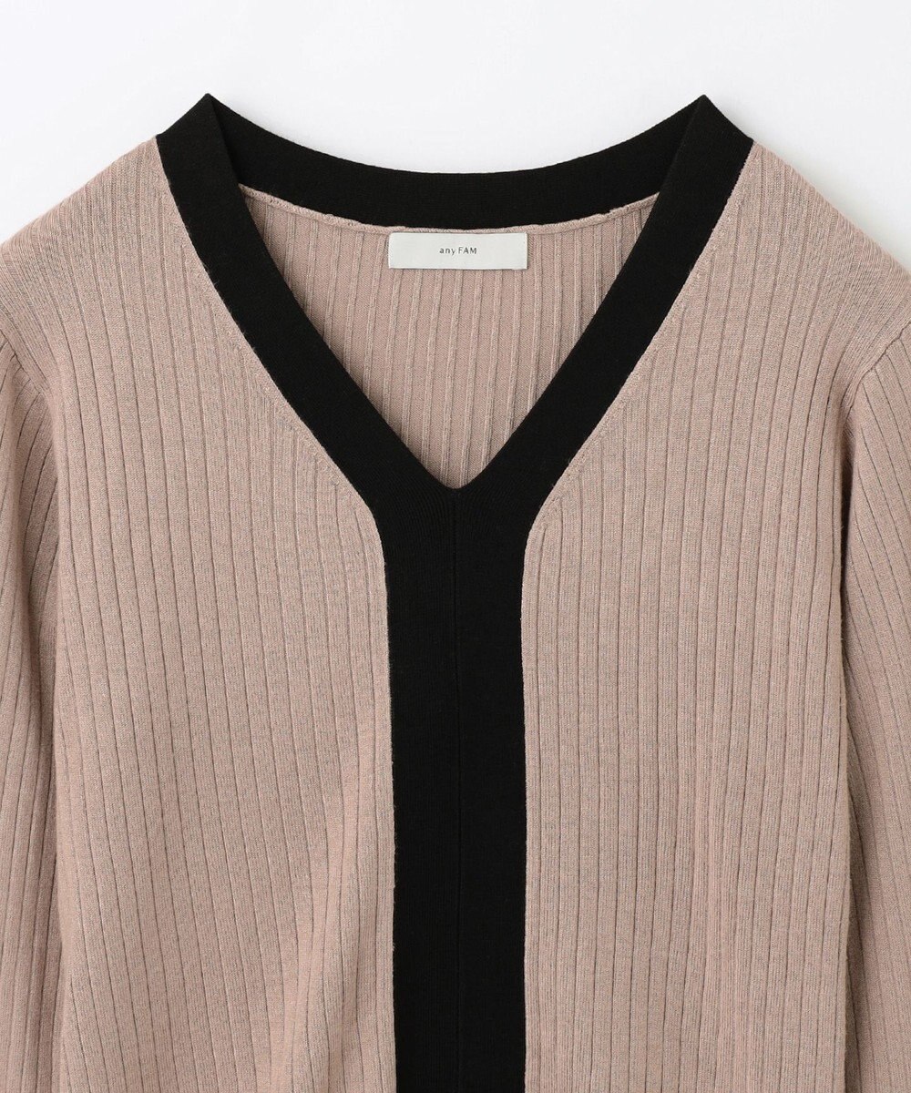 ANY 【洗える】Vネック リブニット 