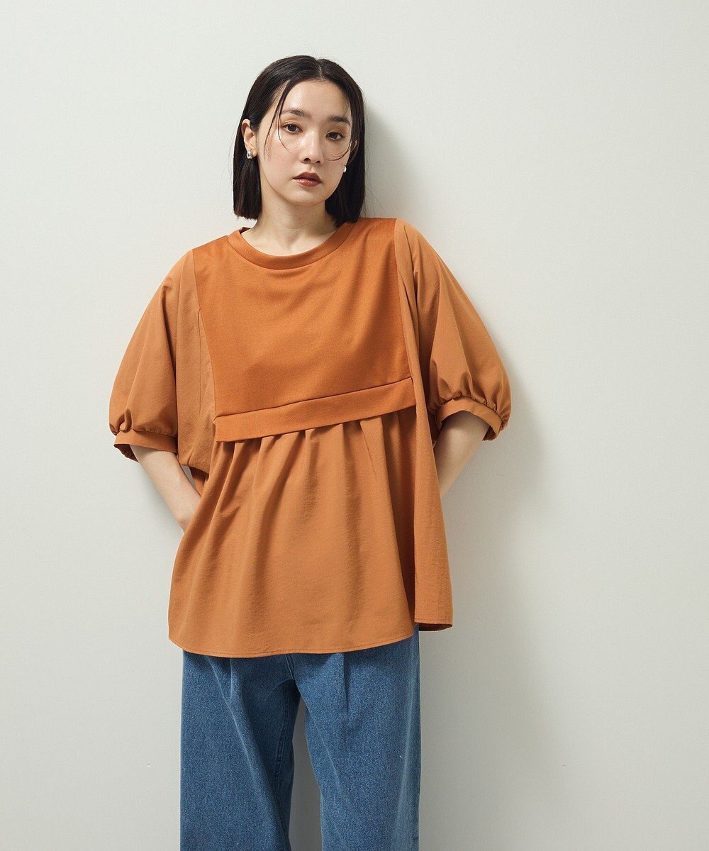 Green Parks ベスト風７分袖ドッキングプルオーバー 