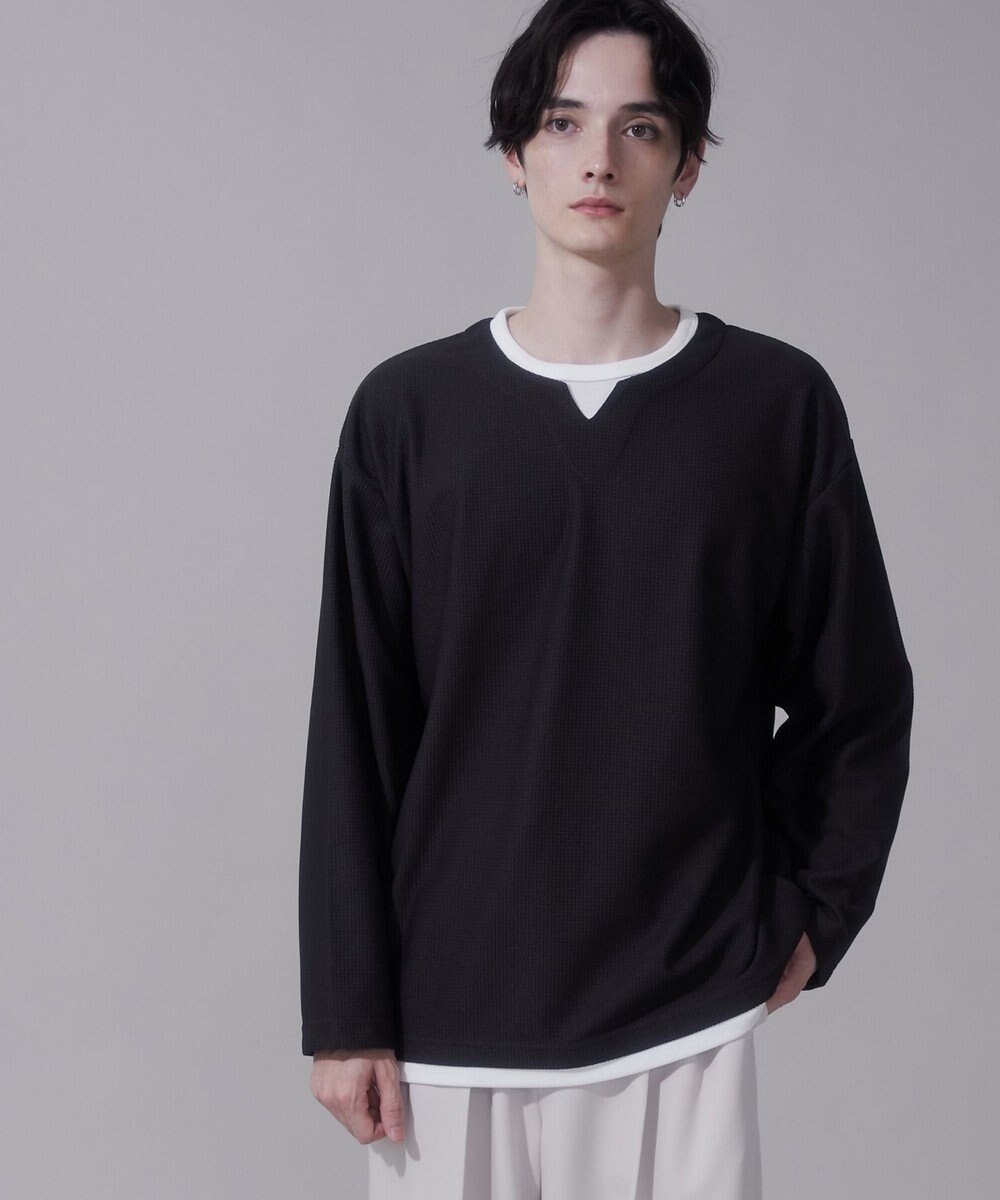 WEGO フェイクレイヤードキーネックT（LS） 