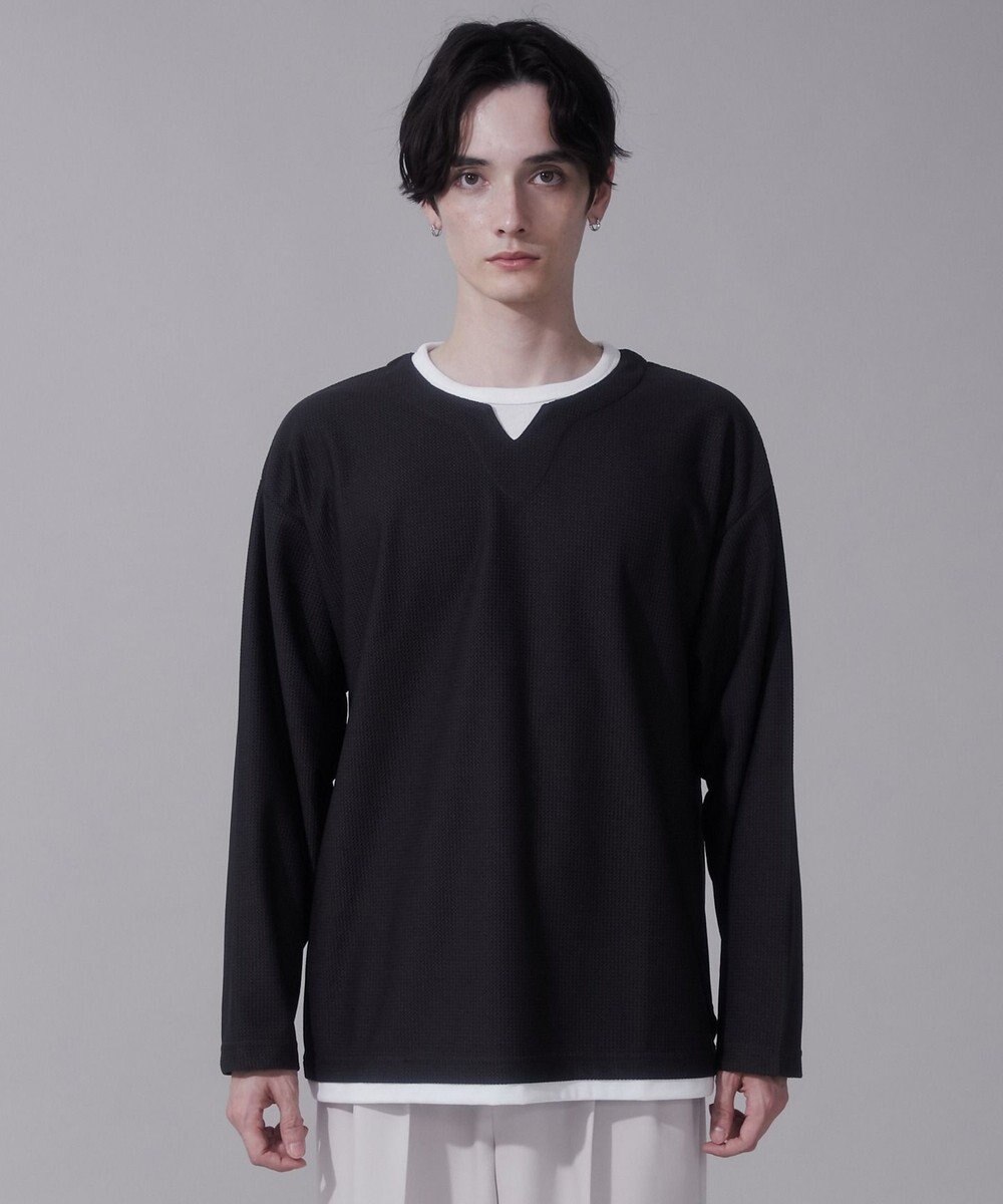 WEGO フェイクレイヤードキーネックT（LS） 