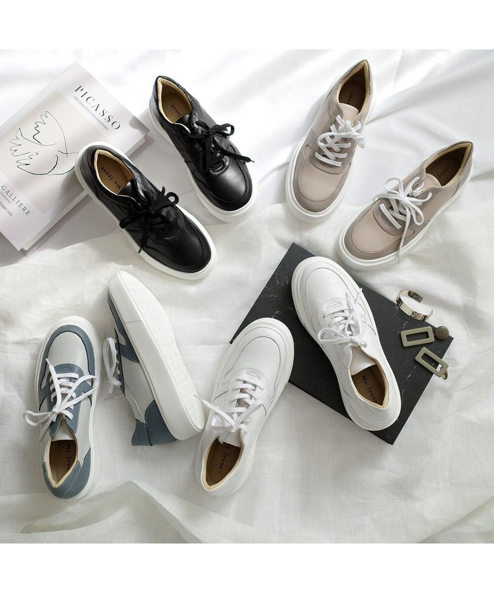 Pointer 日本製 本革軽量 大人厚底スニーカー 