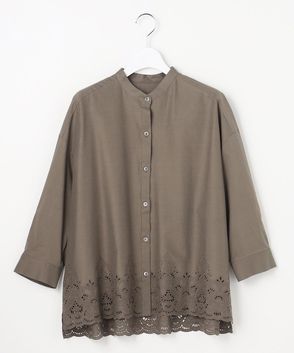 自由区 L エンブロイダリーブロードバンドカラー ブラウス 