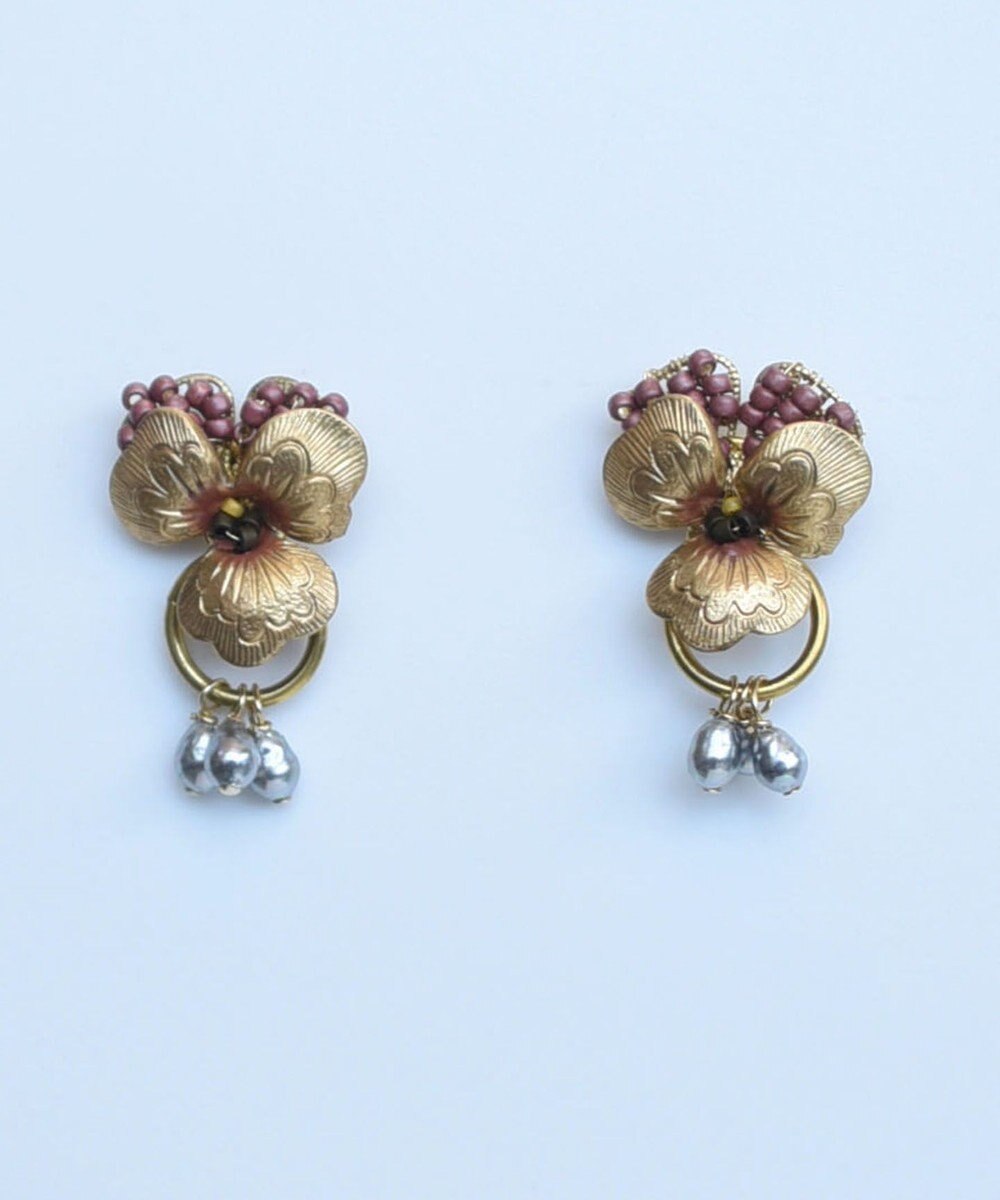 monshiro 【パール】ビオラ ピアス（レッド） 