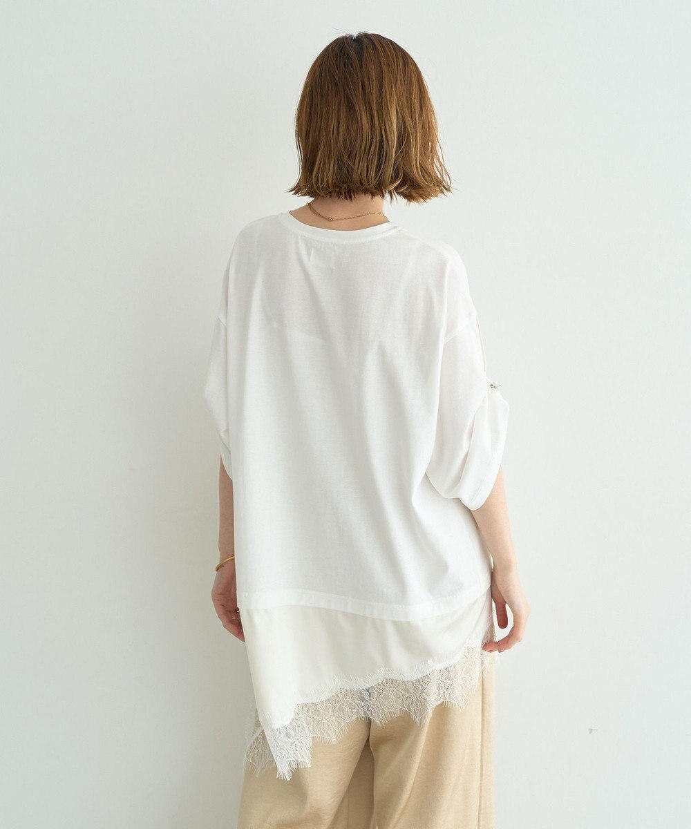 YECCA VECCA ドロストスリーブヘムレースTee 