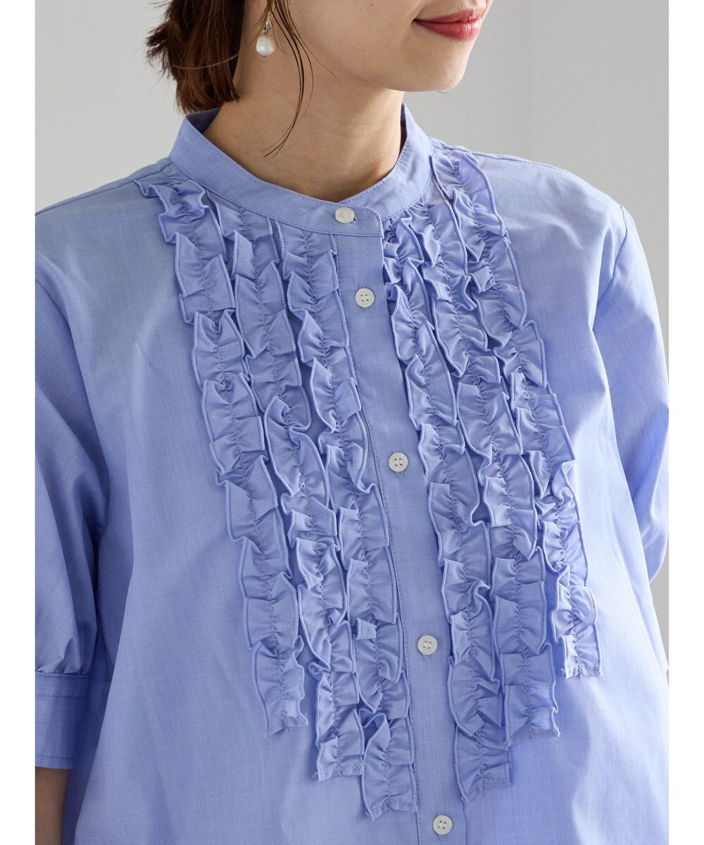 Te chichi フロントフリル5分袖ブラウス 