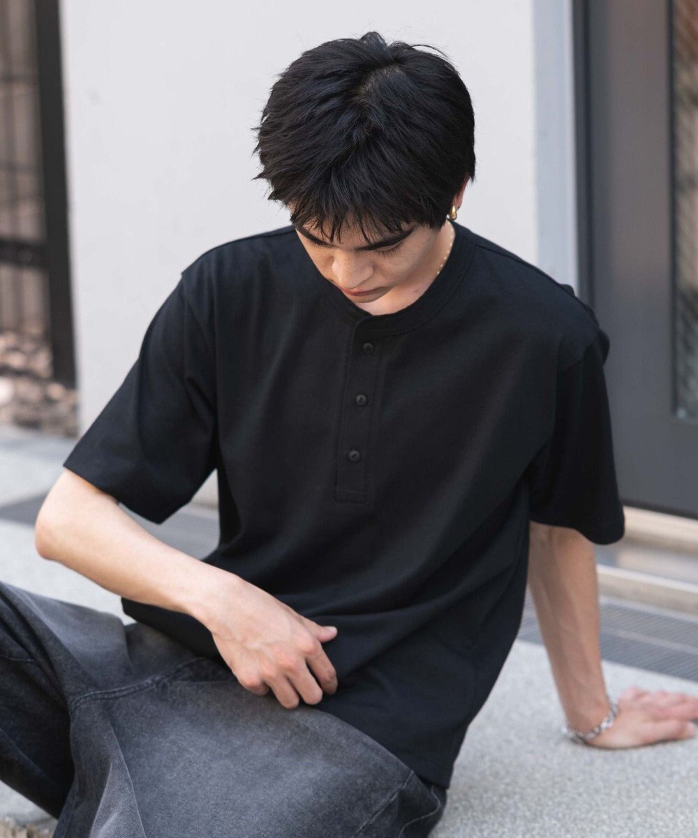 WEGO 【ユニセックス着用ITEM/MLサイズ展開】リラックスフィットヘンリーネックT（SS） 