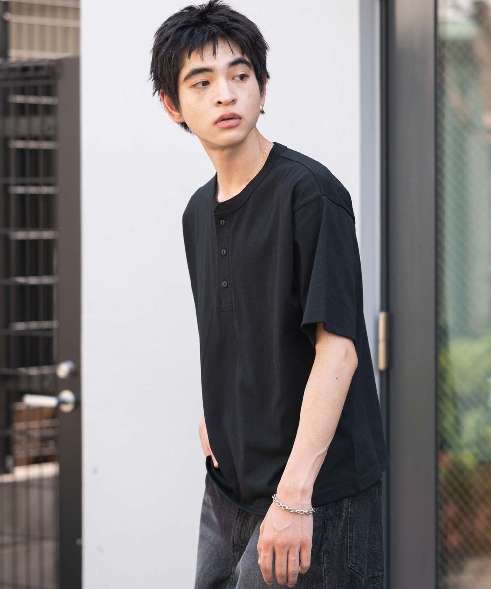 WEGO 【ユニセックス着用ITEM/MLサイズ展開】リラックスフィットヘンリーネックT（SS） 