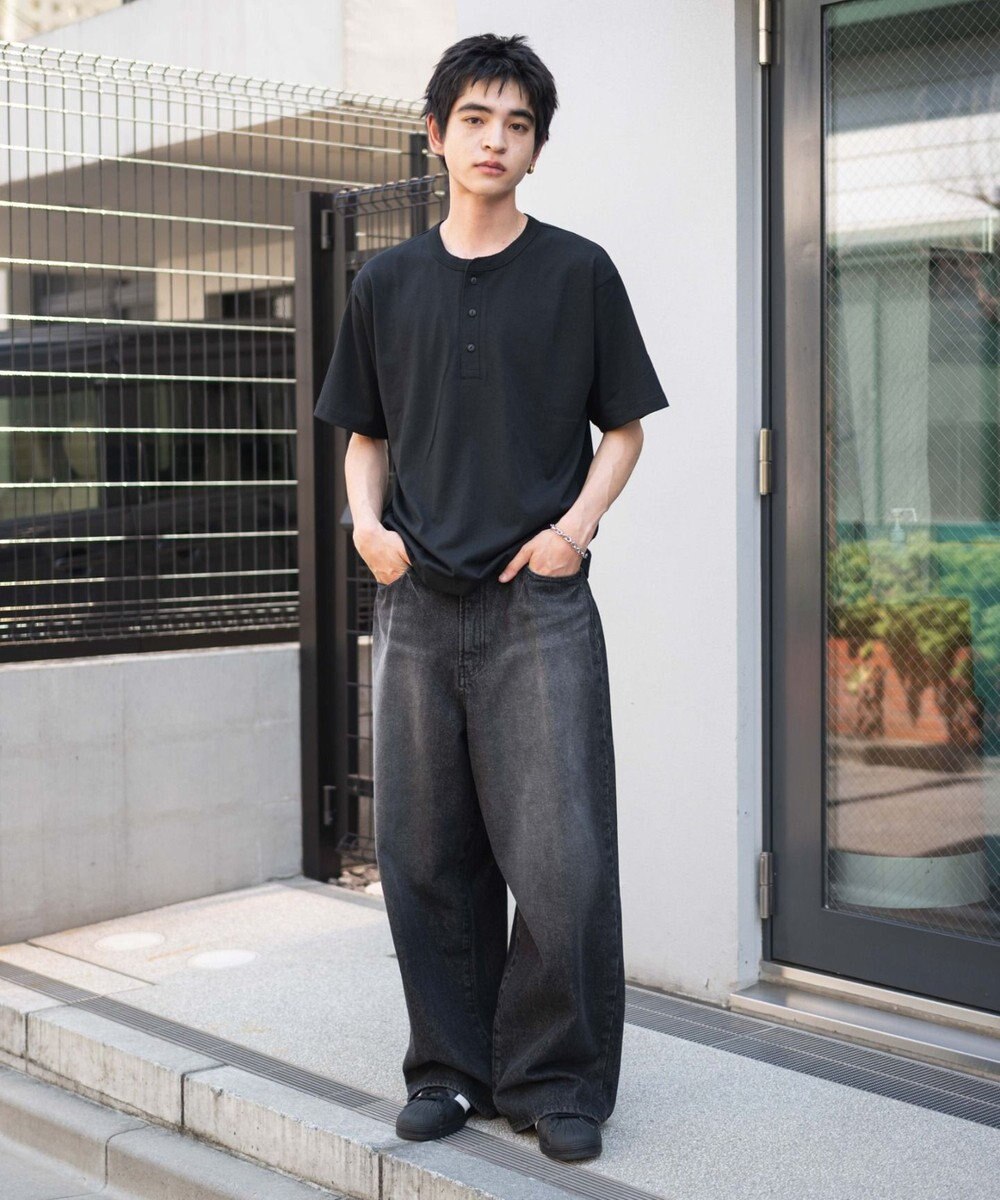 WEGO 【ユニセックス着用ITEM/MLサイズ展開】リラックスフィットヘンリーネックT（SS） 