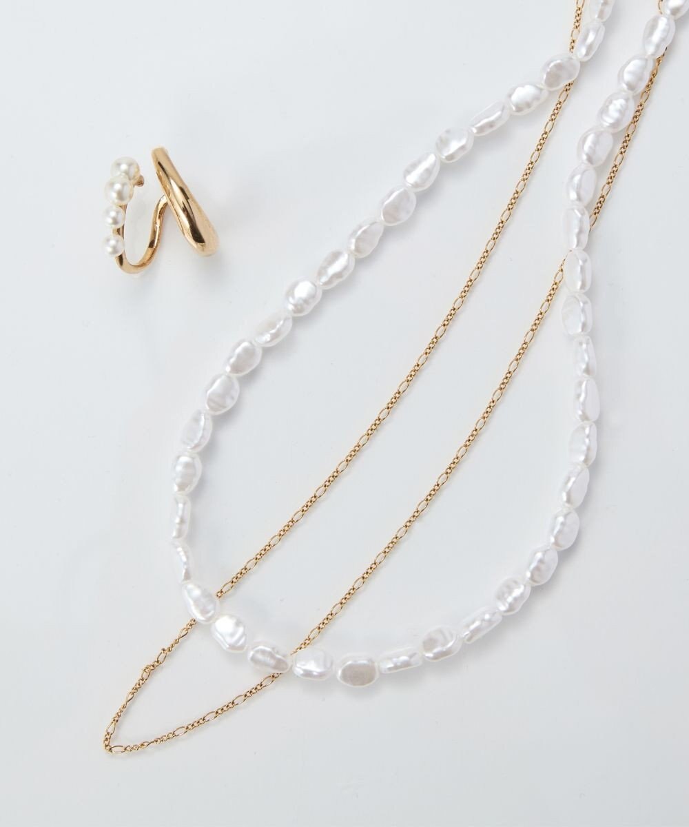 Phoebe 【限定セット】クラシカルパール×チェーン2連ネックレス×ドレッシングパールイヤーカフ 