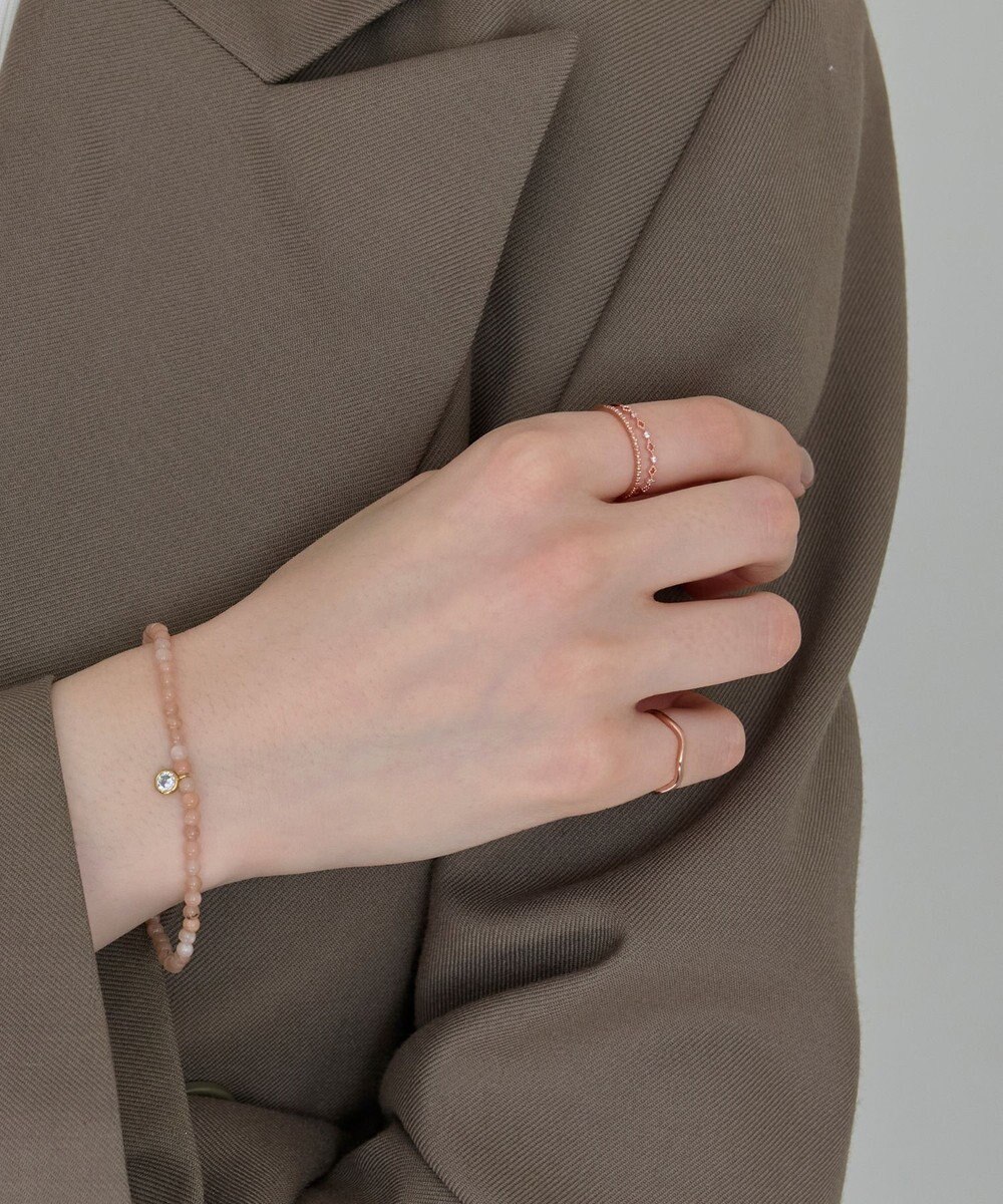 Phoebe フェミニンプレイスドビジューセットリング　ローズゴールド 