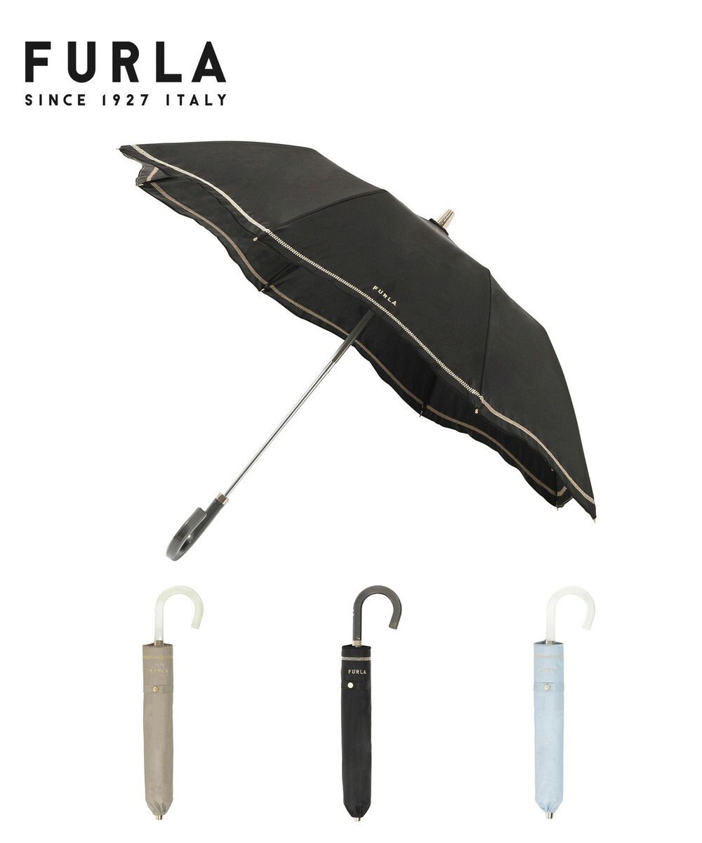 MOONBAT 【軽量/一級遮光】FURLA 晴雨兼用日傘 降りたたみ日傘 ジッパー刺繍 ／遮光 遮熱 UV 