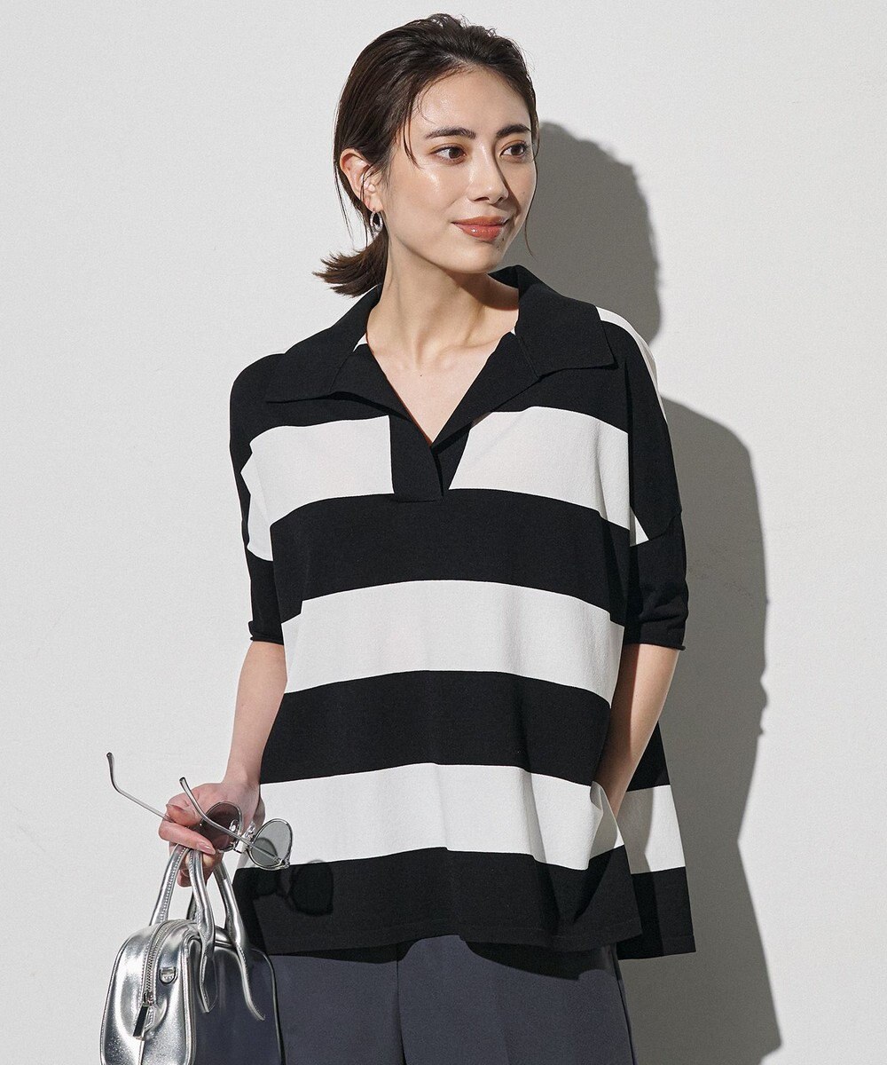 ICB 【先行予約】VIS/NYハイゲージ 半袖ボーダーポロニット 