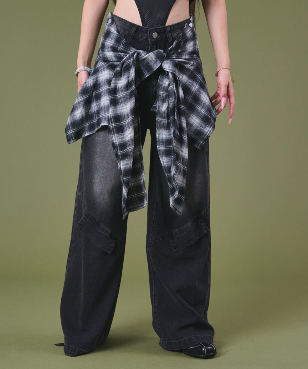 WEGO フェイクシャツスリーブデニム 