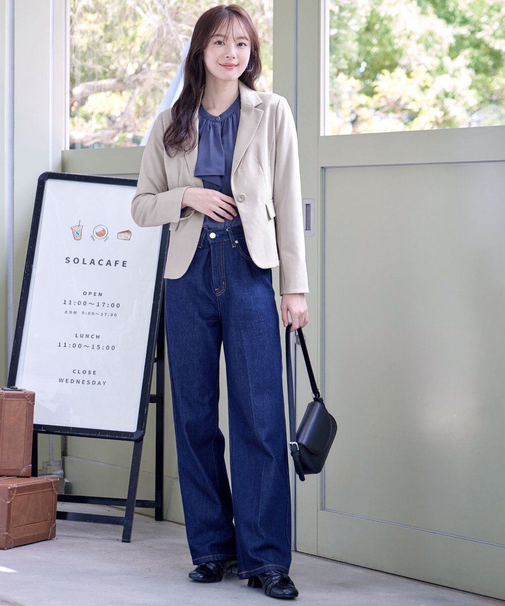 Tiaclasse 【洗える・スマート裏起毛】ジョーゼットフリルブラウス 