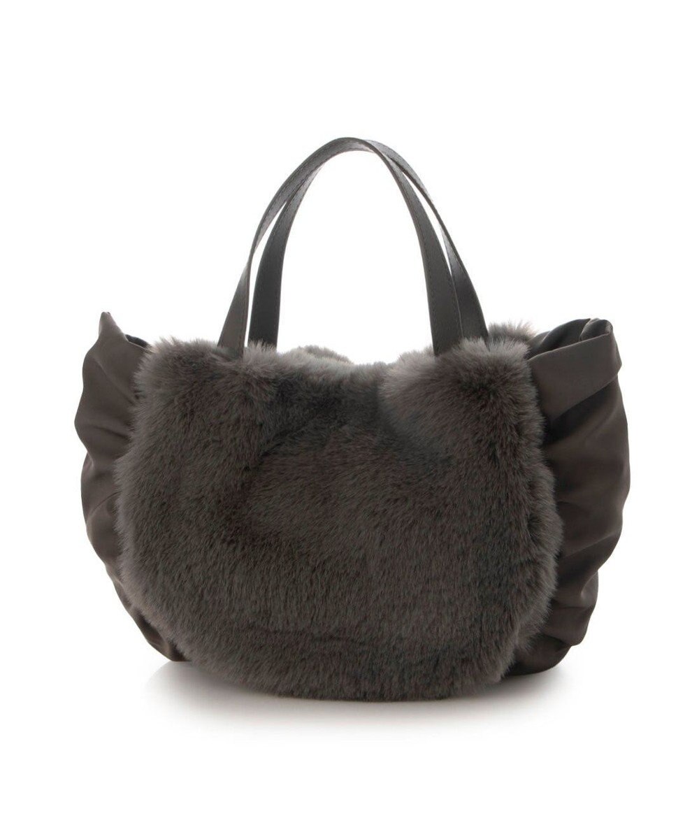 UNBILLION カシュカシュ cachecache / ポンポン付きエコファーラウンド型トートバッグ 