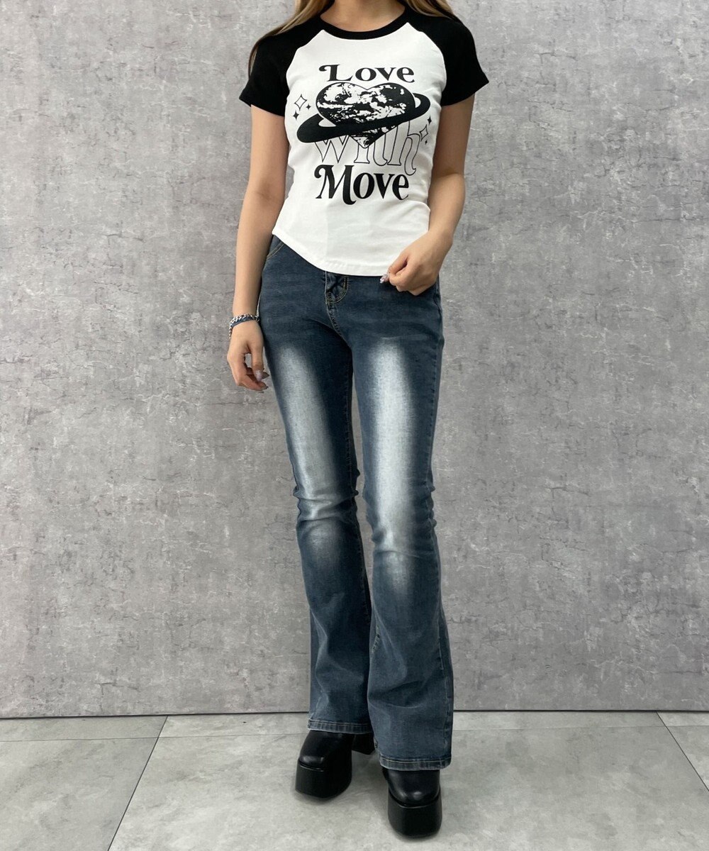 WEGO ストレッチフレアデニムパンツ 