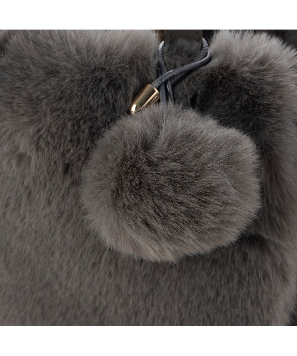 UNBILLION カシュカシュ cachecache / ポンポン付きエコファーラウンド型トートバッグ 