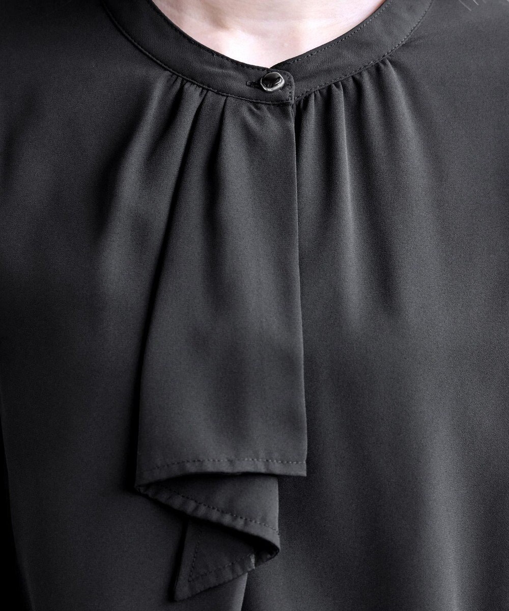 Tiaclasse 【洗える・スマート裏起毛】ジョーゼットフリルブラウス 