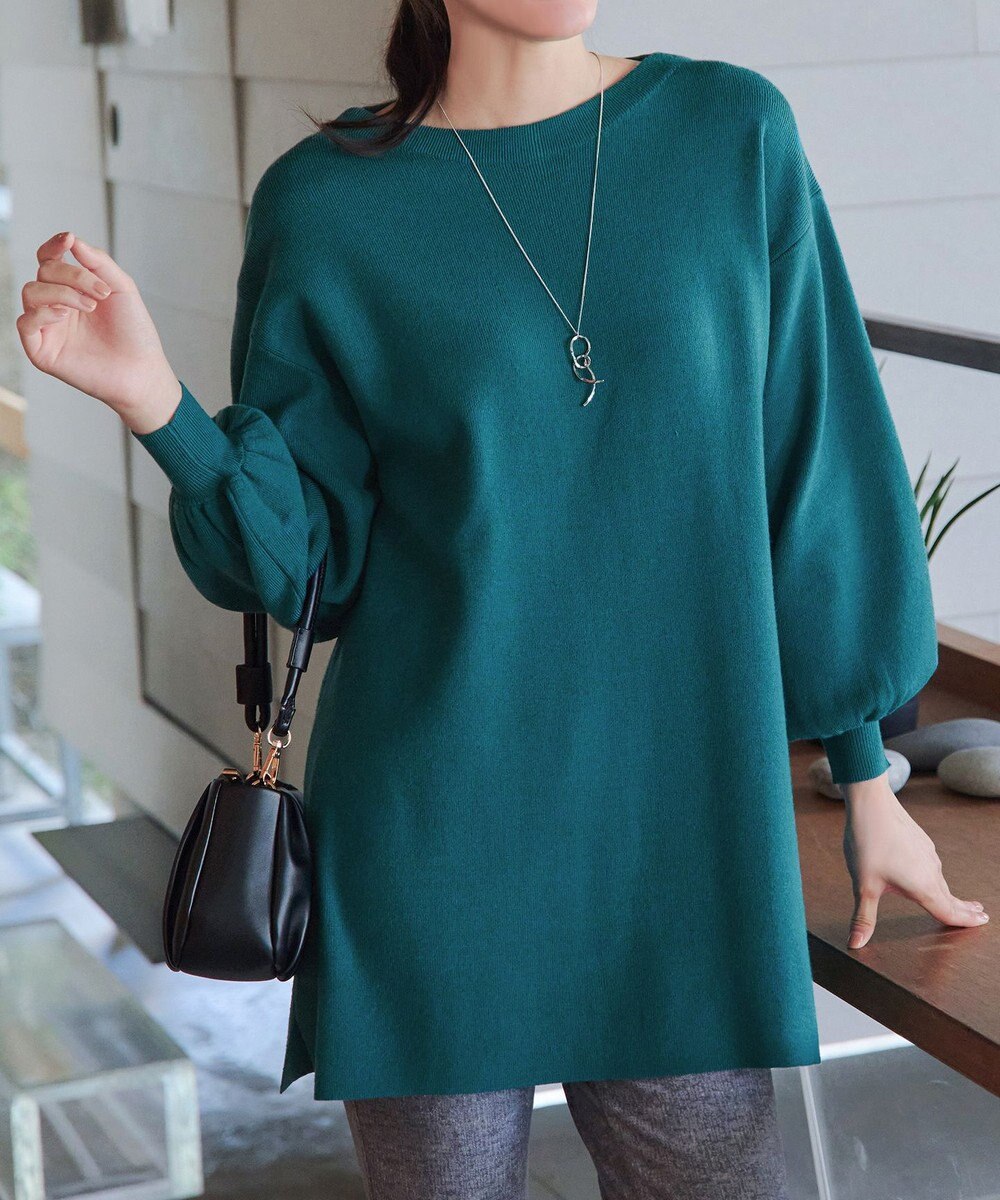 Tiaclasse L 【安田美沙子さん着用・洗える】ボリュームパフスリーブニットチュニック 