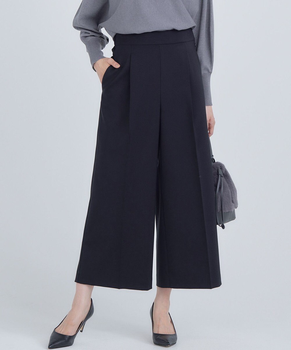 組曲 【美シルエット・ストレッチ・シワになりにくい】オシャクロス ガウチョパンツ 