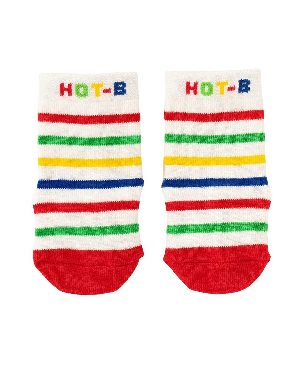 MIKI HOUSE HOT BISCUITS 【9-17cm】 かかと顔　ボーダーソックス 