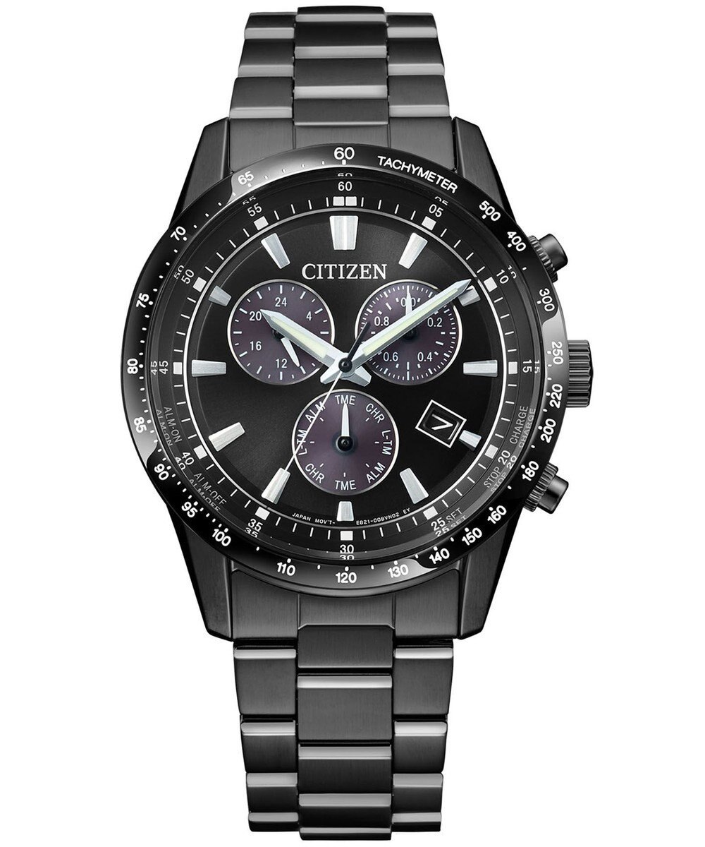 CITIZEN 【オールブラッククロノグラフ】電池交換不要 光発電 エコ・ドライブ 腕時計 