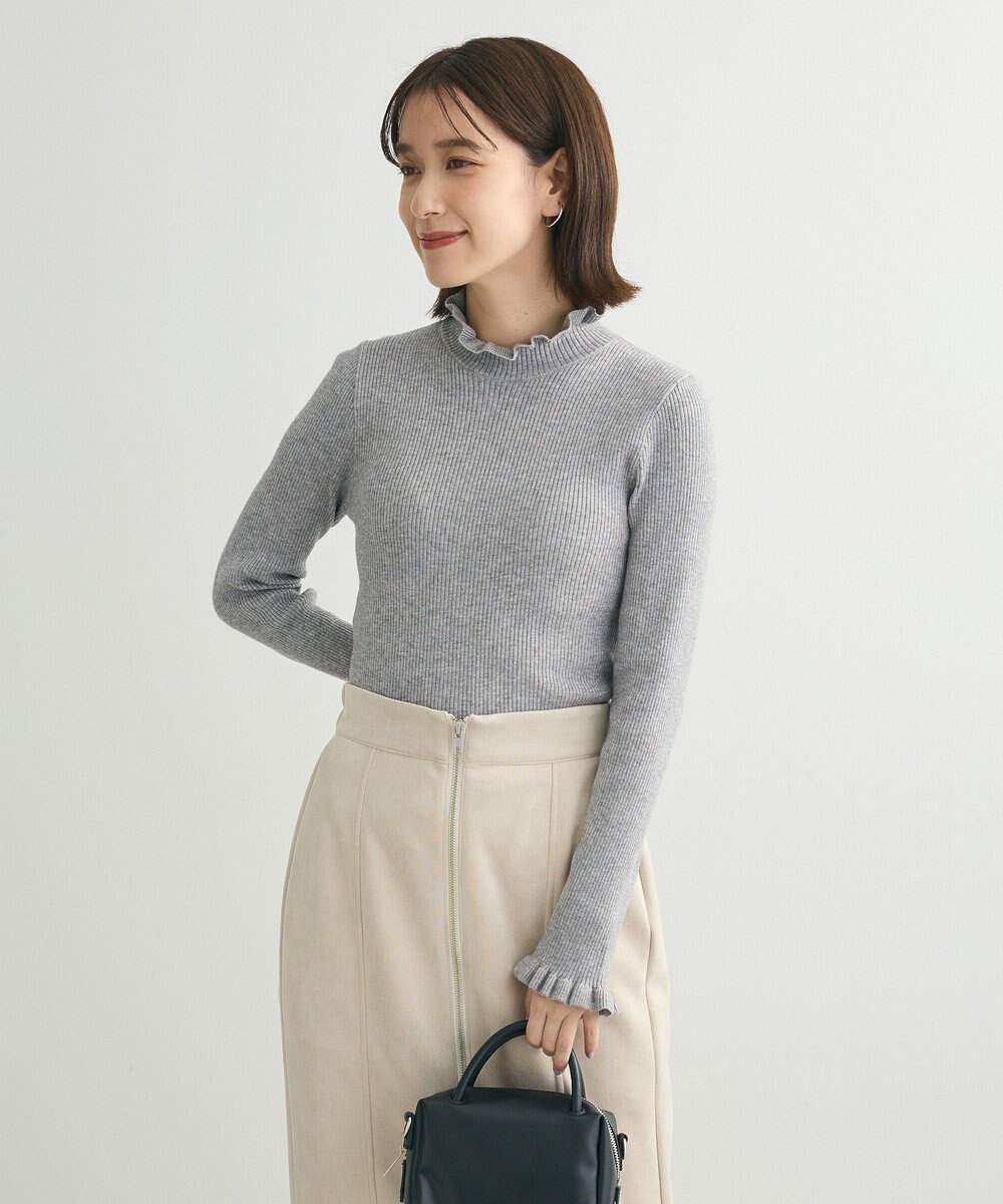 Green Parks ・ｓｗｉｎｇ　ｂｙ　フリルハイネックリブニット 