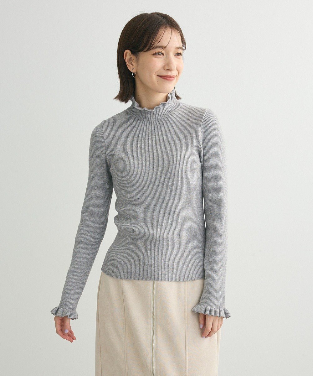 Green Parks ・ｓｗｉｎｇ　ｂｙ　フリルハイネックリブニット 