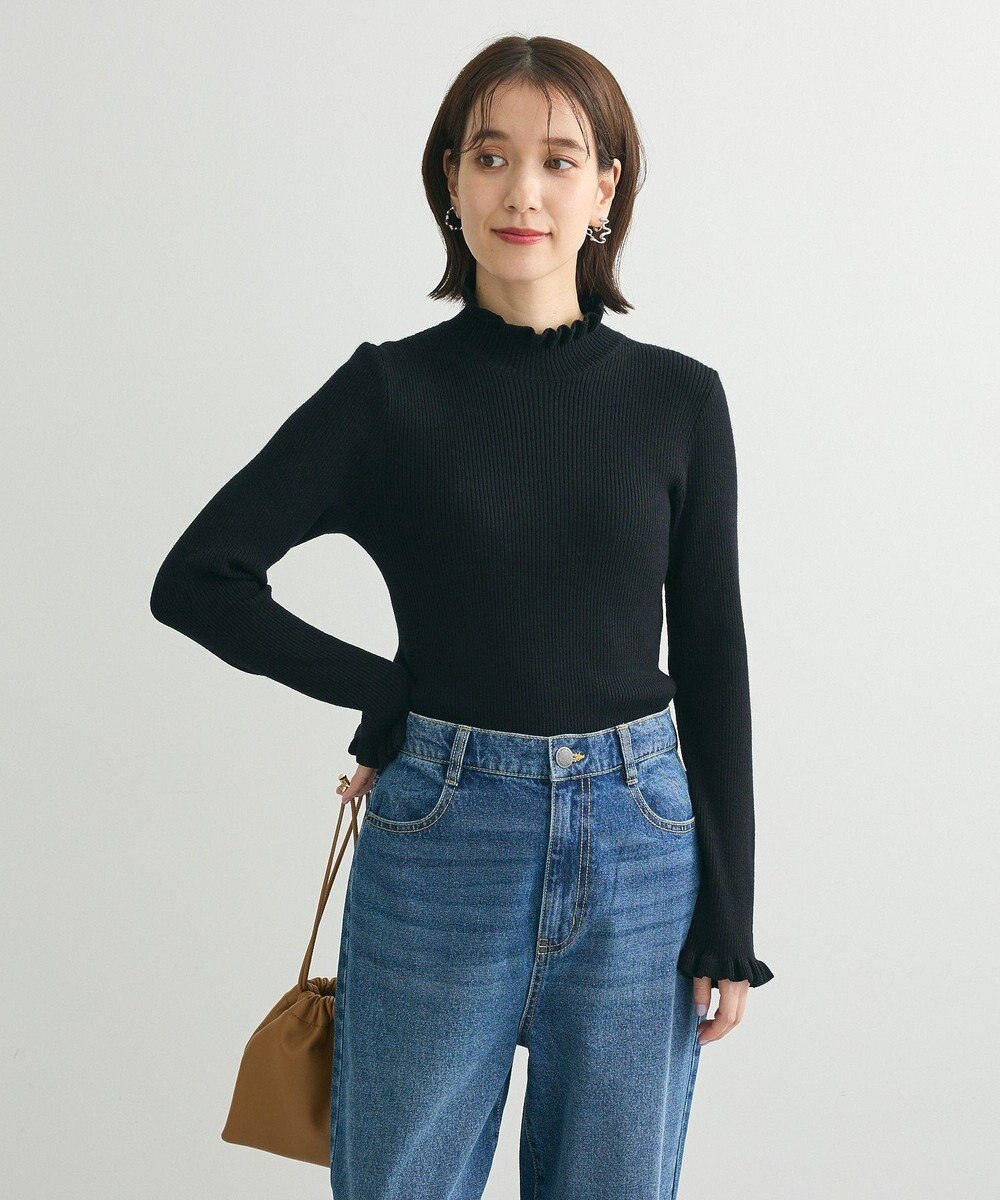 Green Parks ・ｓｗｉｎｇ　ｂｙ　フリルハイネックリブニット 